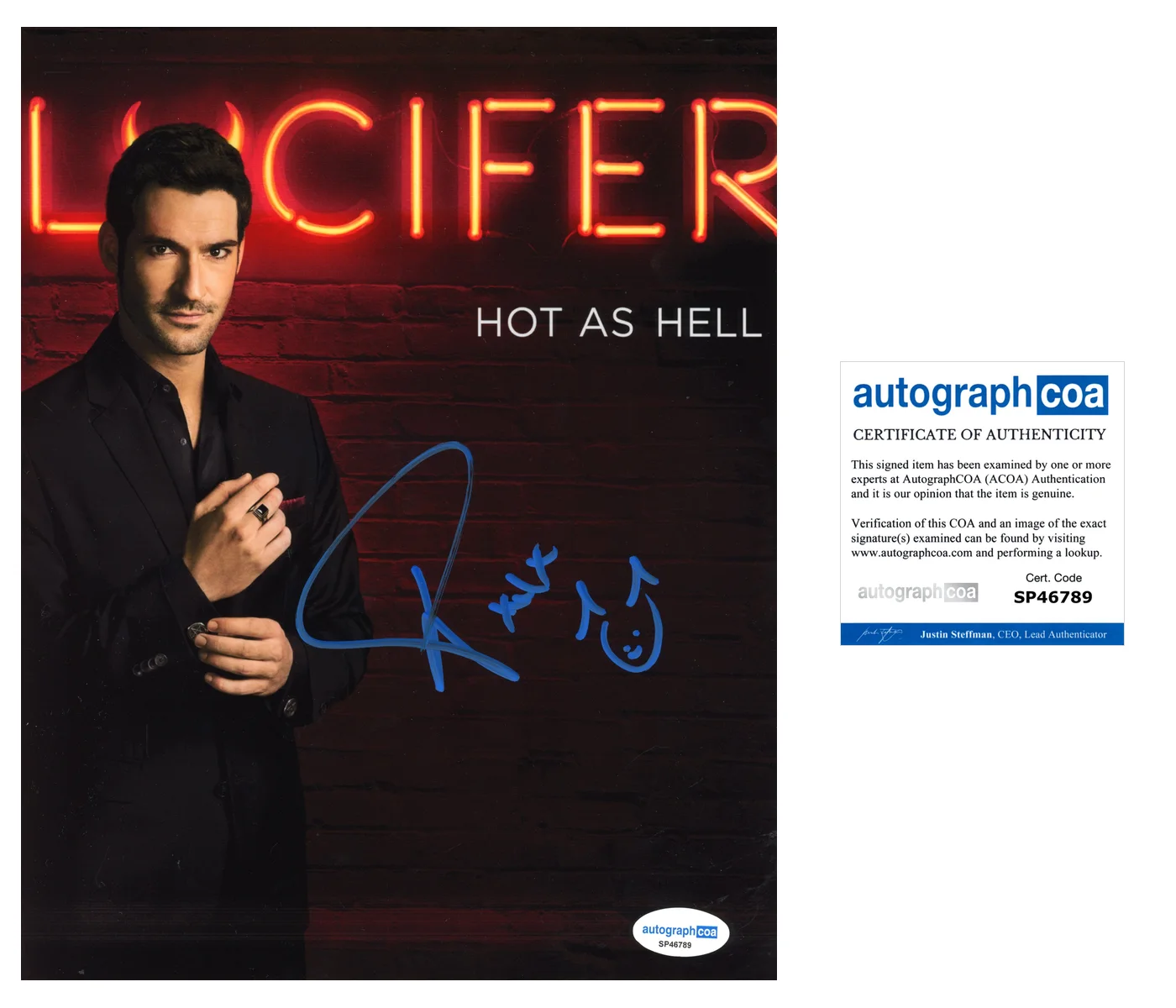 Tom Ellis Lucifer Autographed Signed 8x10 Photo ACOA, image 2