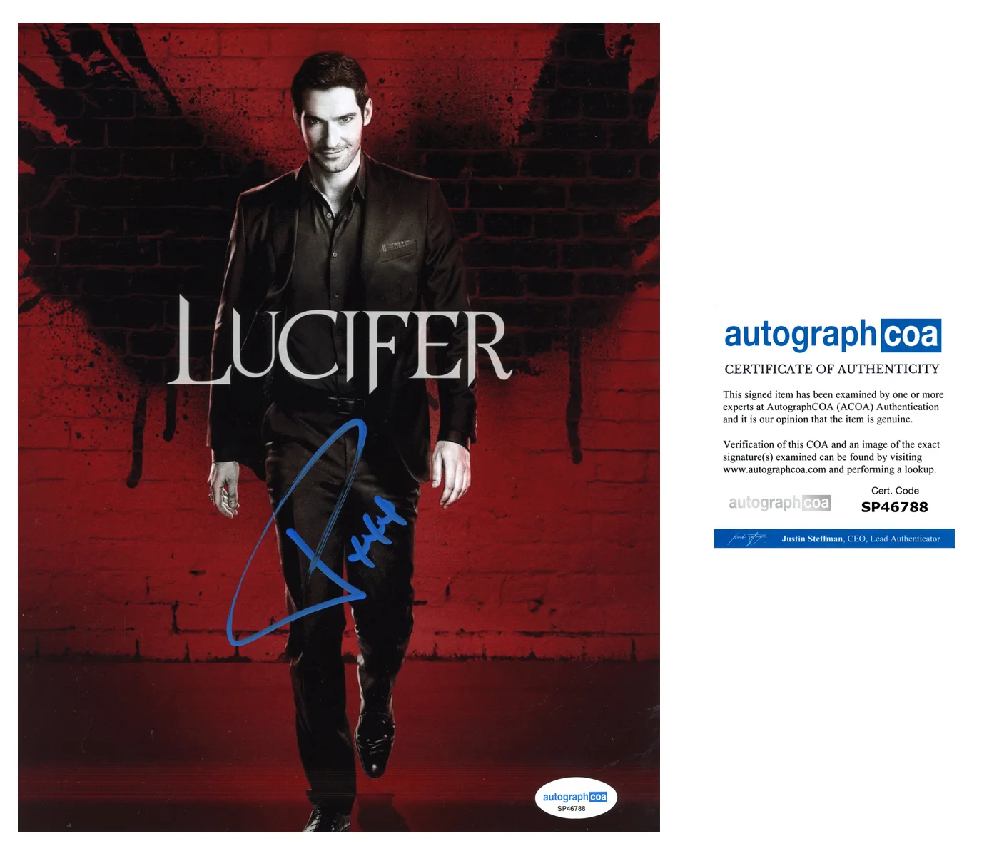 Tom Ellis Lucifer Autographed Signed 8x10 Photo ACOA, image 2