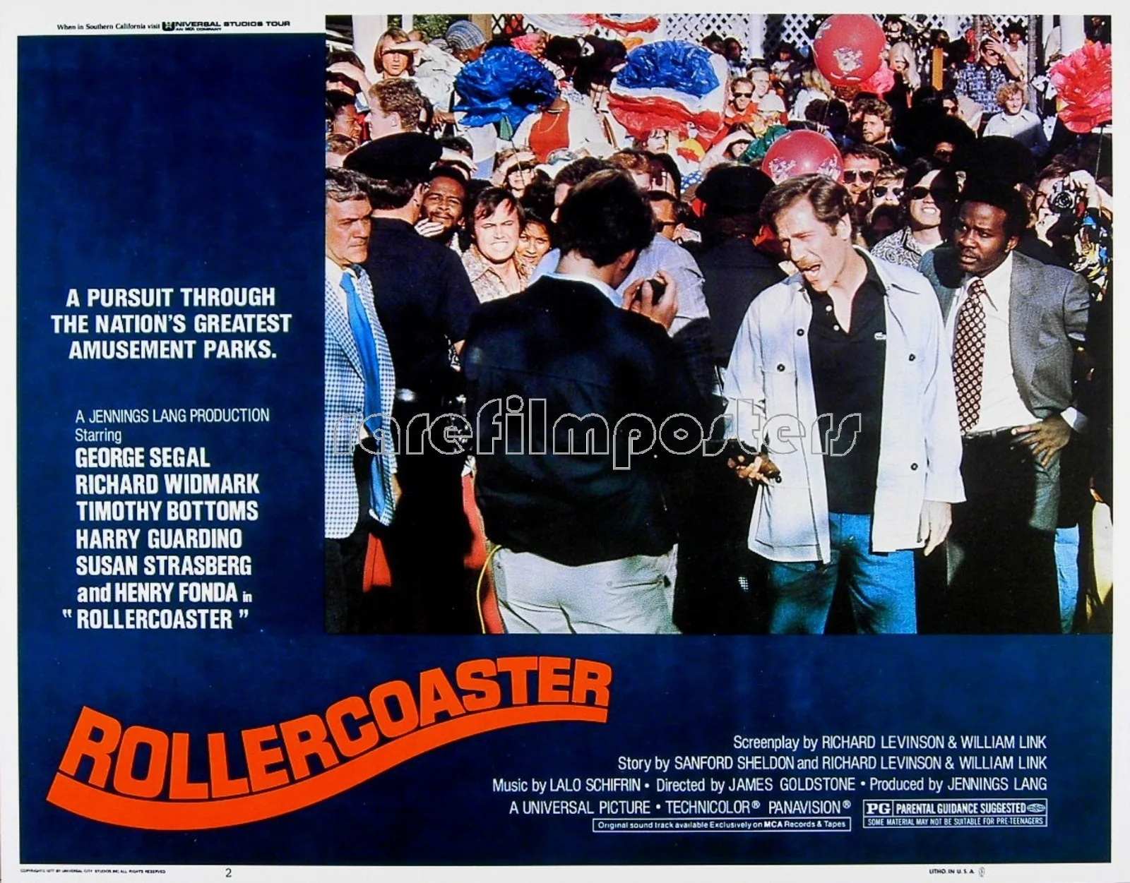 ROLLERCOASTER 1977 Timothy Bottoms, George Segal 4 LOBBY CARDS, image 2