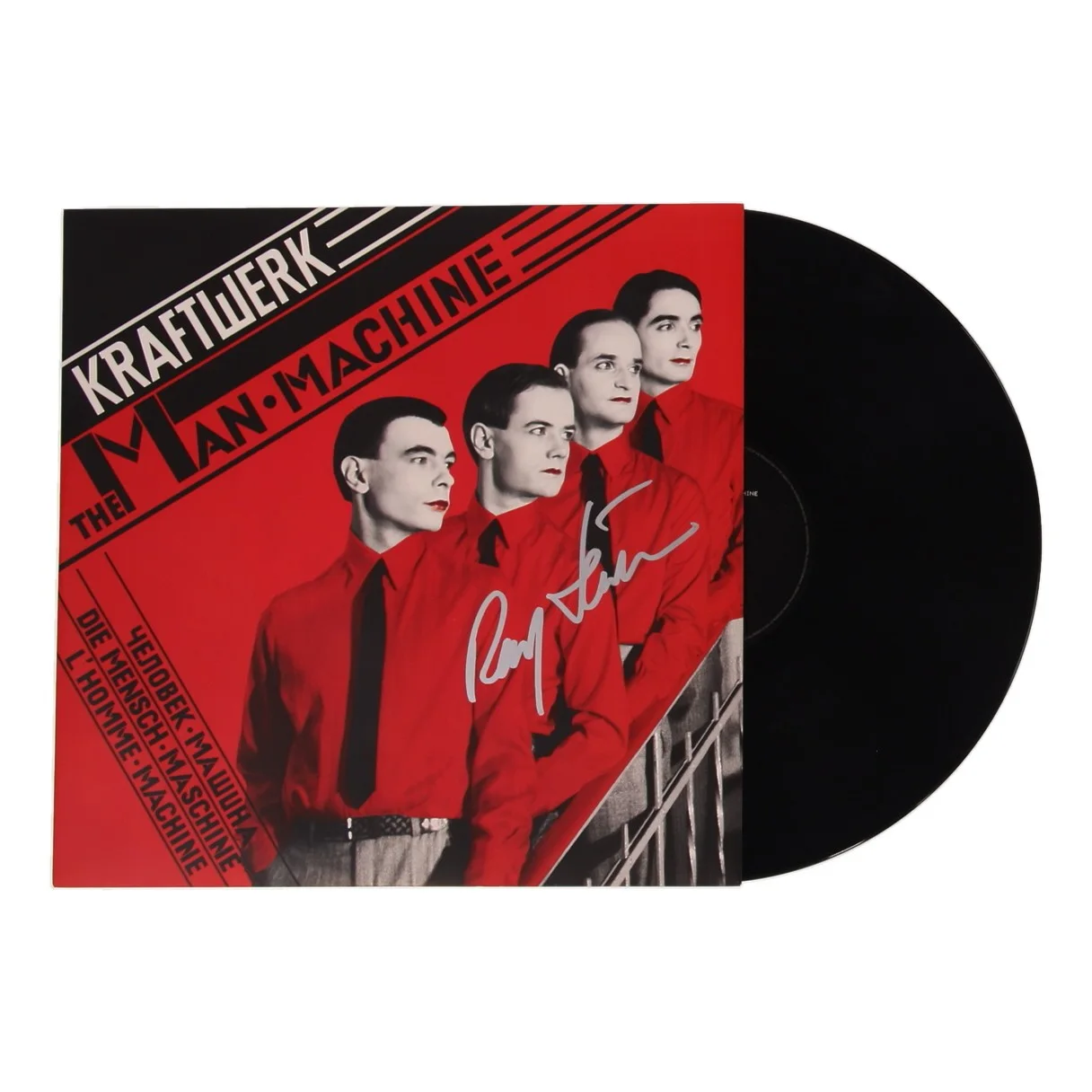 Framed Ralf Hutter Signed Kraftwerk The Man Machine Vinyl Record Album JSA coa, изображение 2