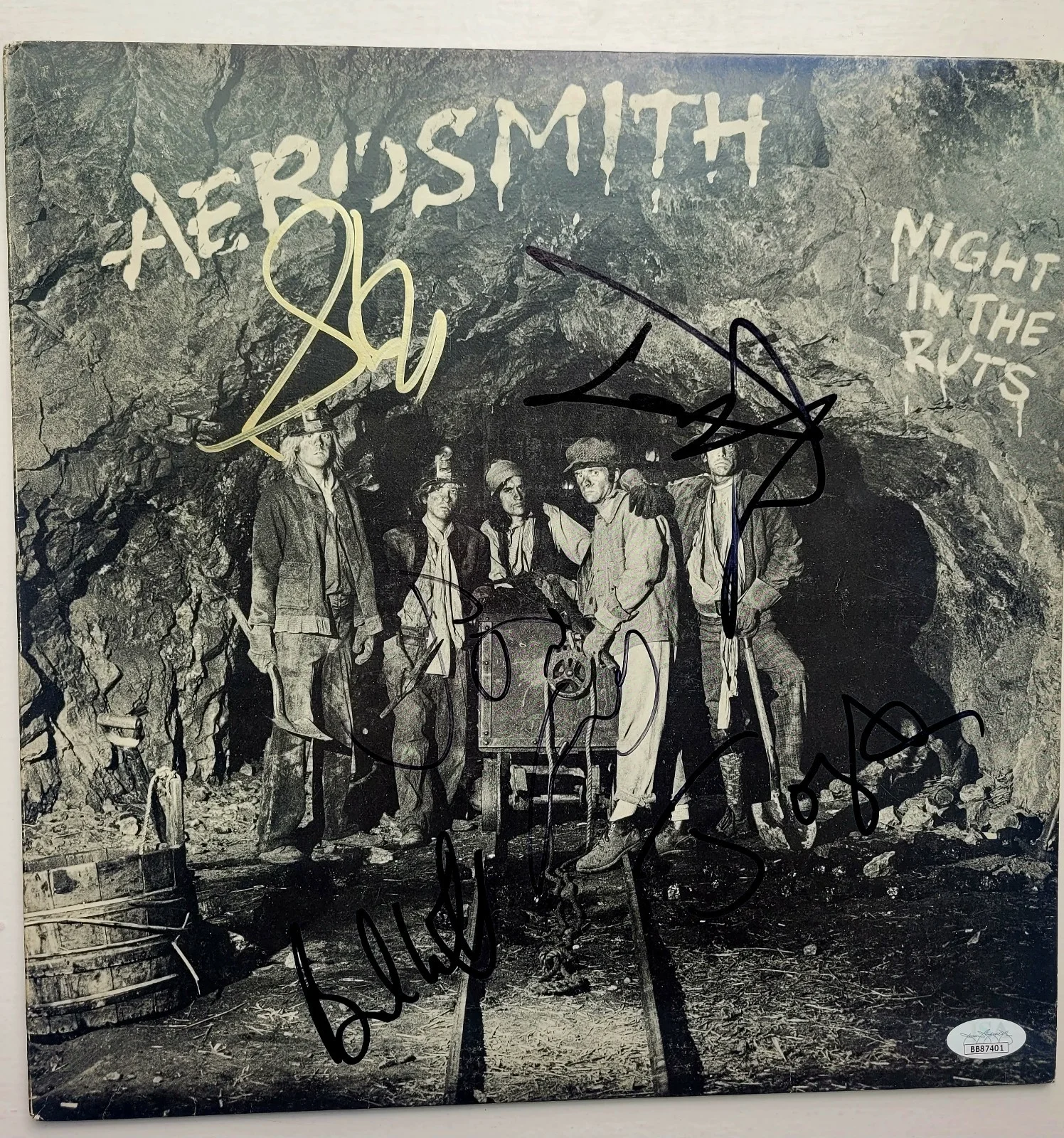 AEROSMITH MULTI SIGNED NIGHT IN THE RUTS ALBUM COVER - JSA-LOA, изображение 3