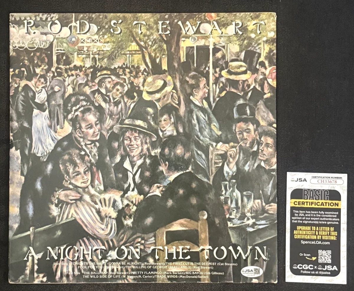 ROD STEWART Authentic Hand Signed "A NIGHT ON THE TOWN" Vinyl Record JSA COA, image 2