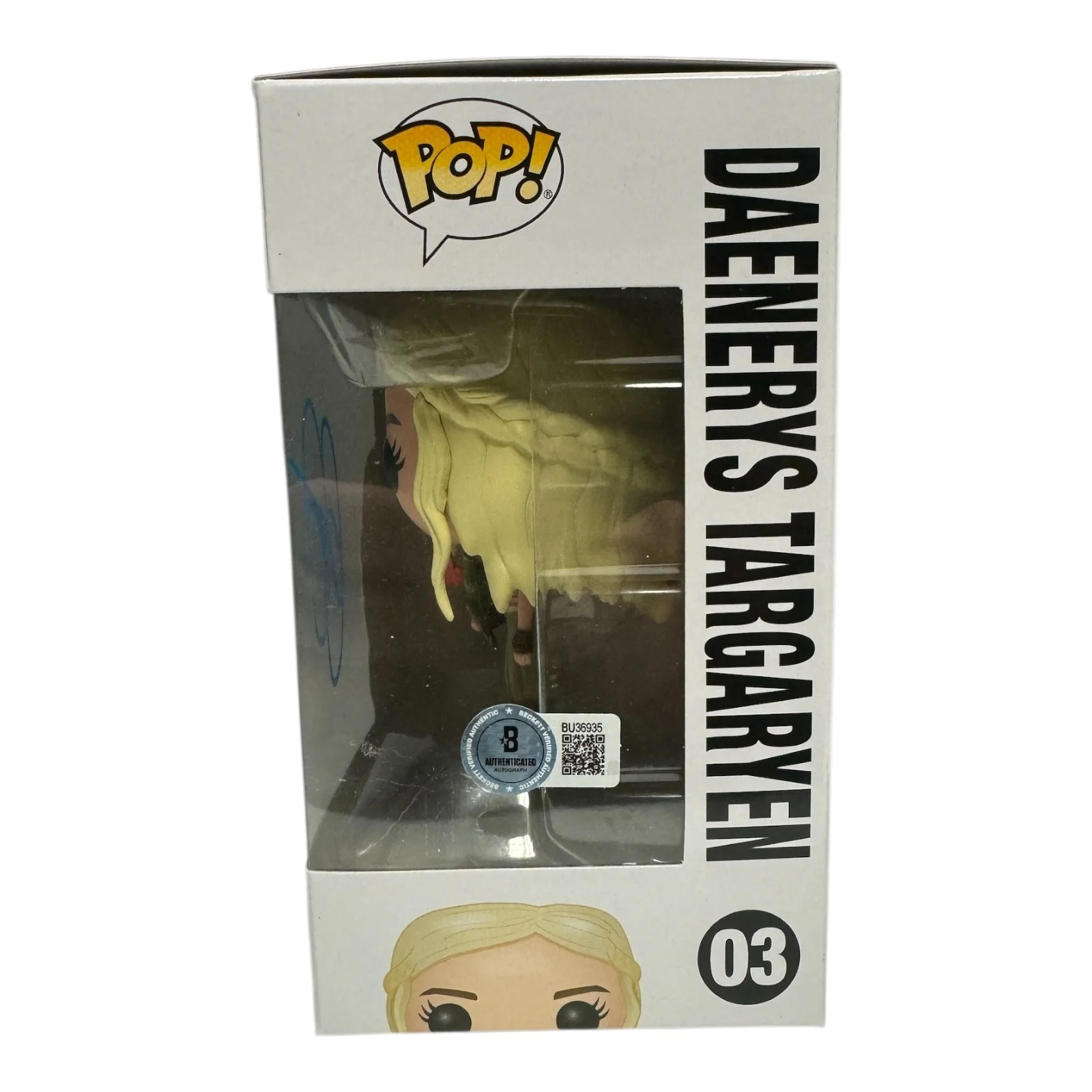 EMILIA CLARKE — EMILIA CLARKE SIGNED AUTOGRAPH GAME OF THRONES FUNKO POP 03 BECKETT DAENERYS, изображение 2