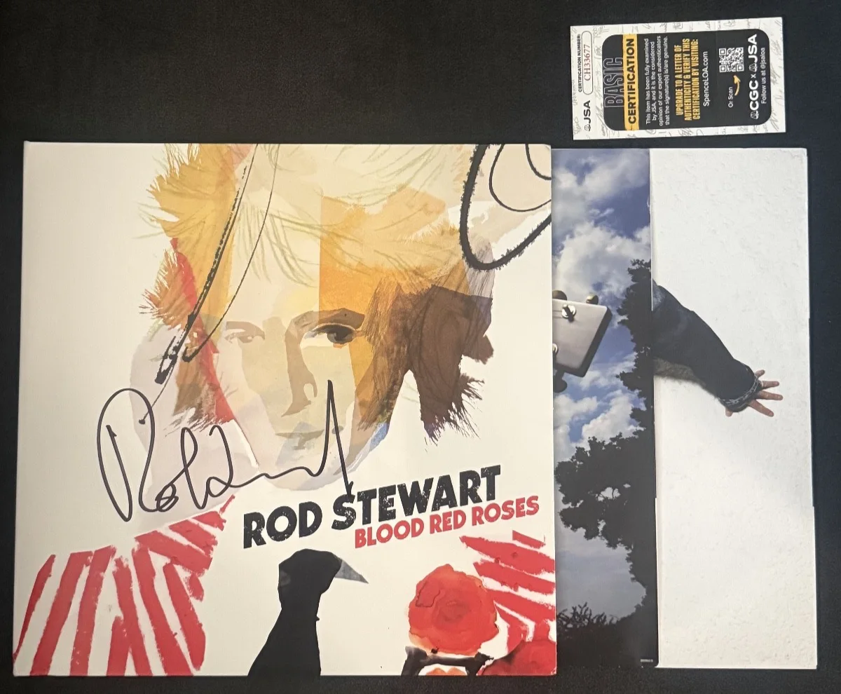 ROD STEWART Authentic Hand Signed "BLOOD RED ROSES" Vinyl Record JSA COA, изображение 3