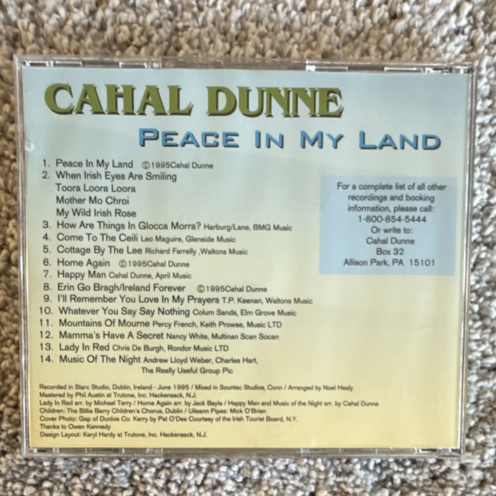 Cahal Dunne Peace In My Land Original Autographed Music CD & Booklet - Signed, image 4