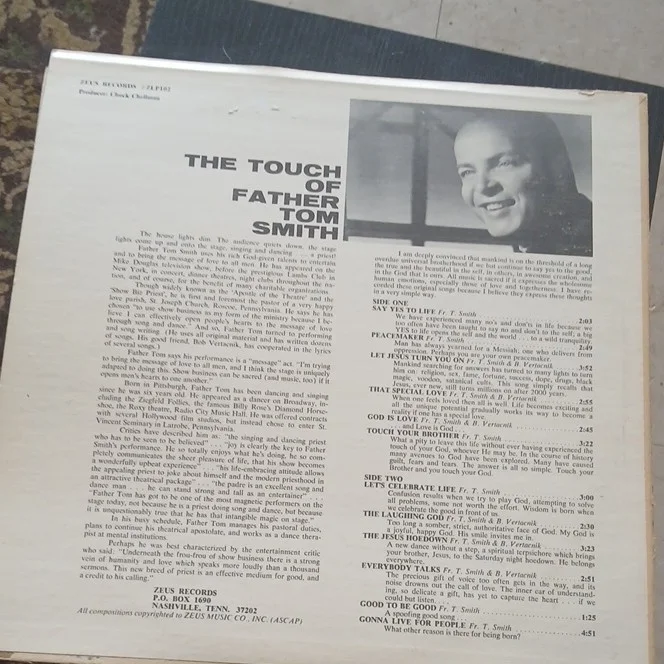 Father Tom Smith The Touch Autographed Original Vinyl Record Zeus Records, изображение 3