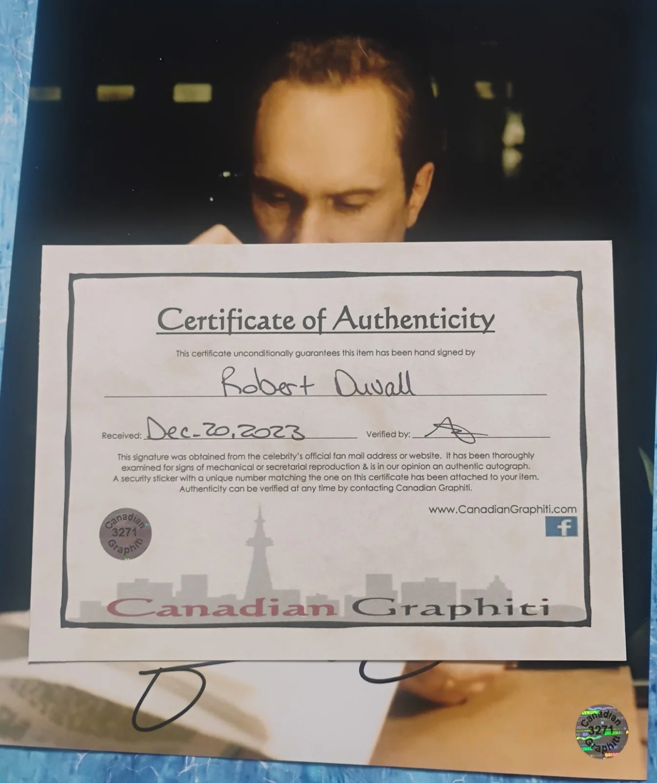 Robert Duvall Hand Signed 8x10 Photo COA The Godfather NO US TARIFFS, image 4