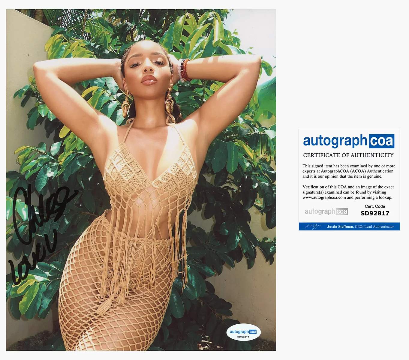 Chloe Bailey — Chloe Bailey signed Auto 8x10 Photo EXT PROOF f SEXY BIKINI Inscription ACOA COA, изображение 4