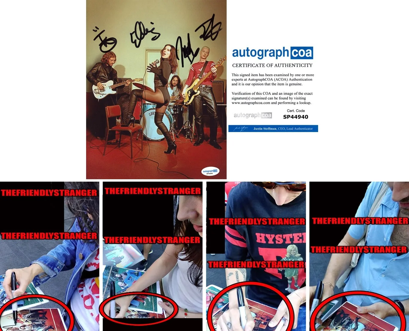 WOLF ALICE - Ellie Rowsell, Joff Oddie, Joel Amey, Theo Ellis — WOLF ALICE Band signed 8x10 Photo All 4 EXT PROOF d THE SOFA Ellie Rowsell ACOA