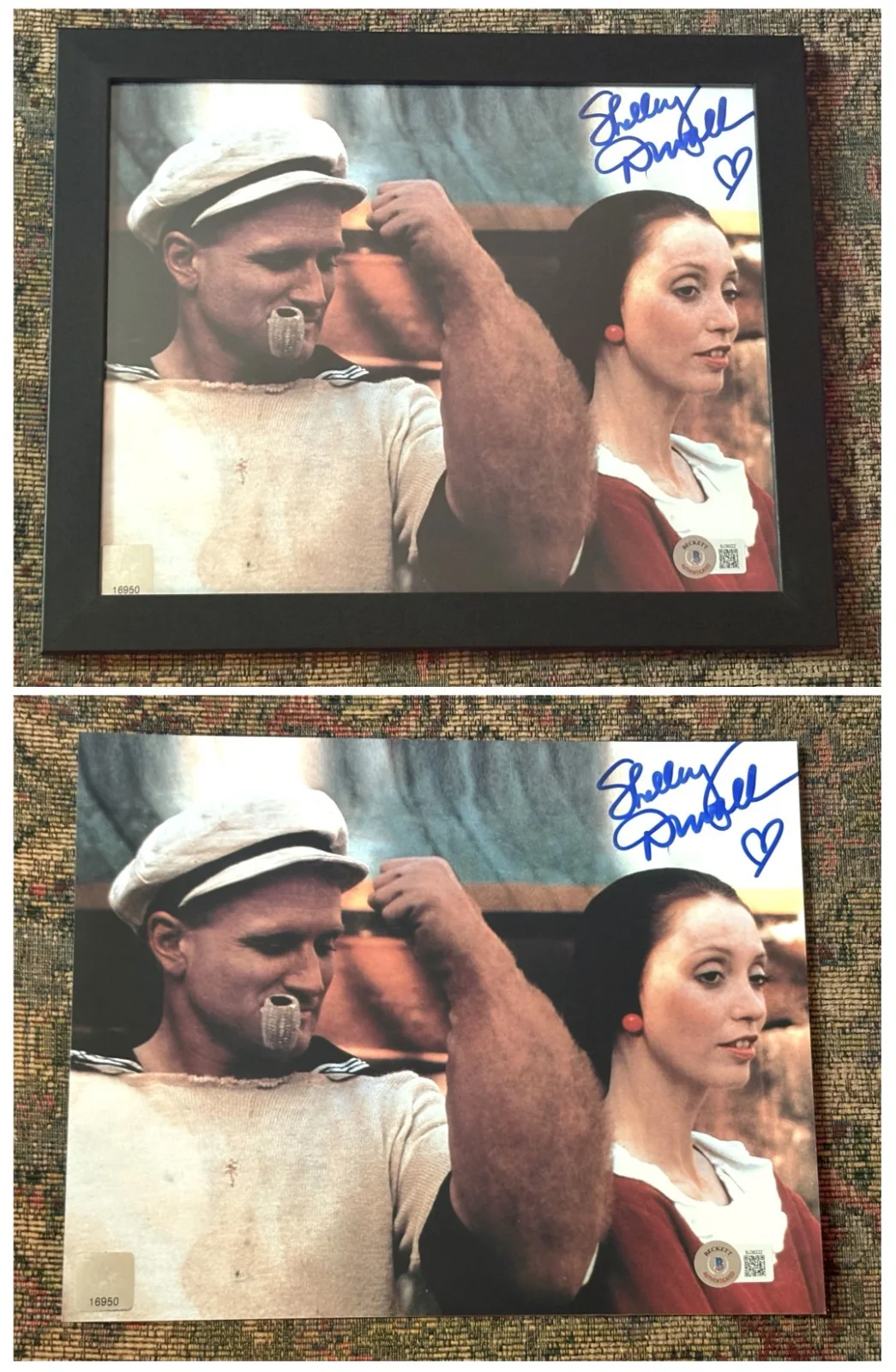 Shelly Duvall — Shelly Duvall Framed, Signed 8X10 Popeye Photo Beckett Certified Robin Williams
