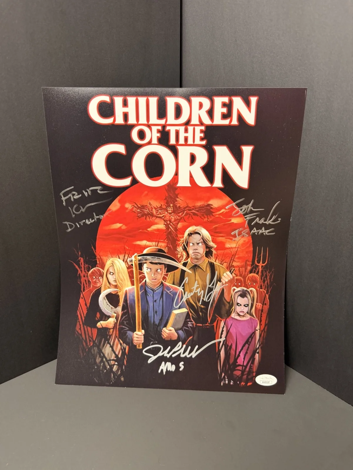 John Franklin, Courtney Gains, John Philbin & Fritz Kiersch — children of the corn cast signed 11x14 poster with JSA-COA