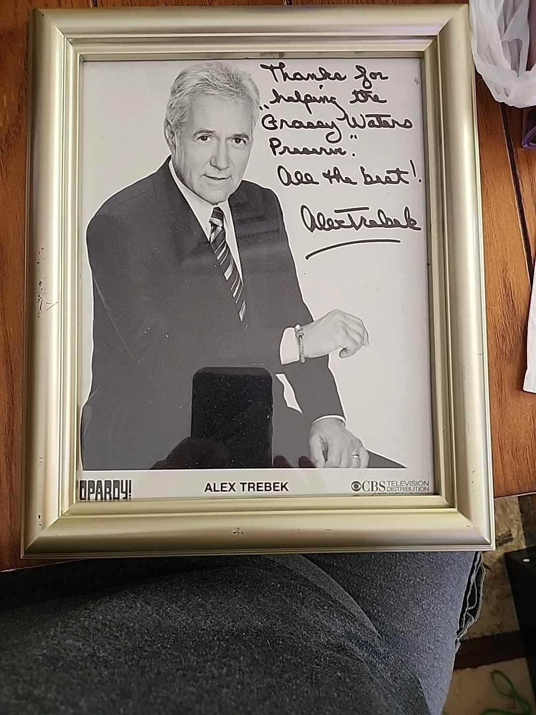 Alex Trebek — Autographed Framed B/W 8x10 Photo of Alex Trebek