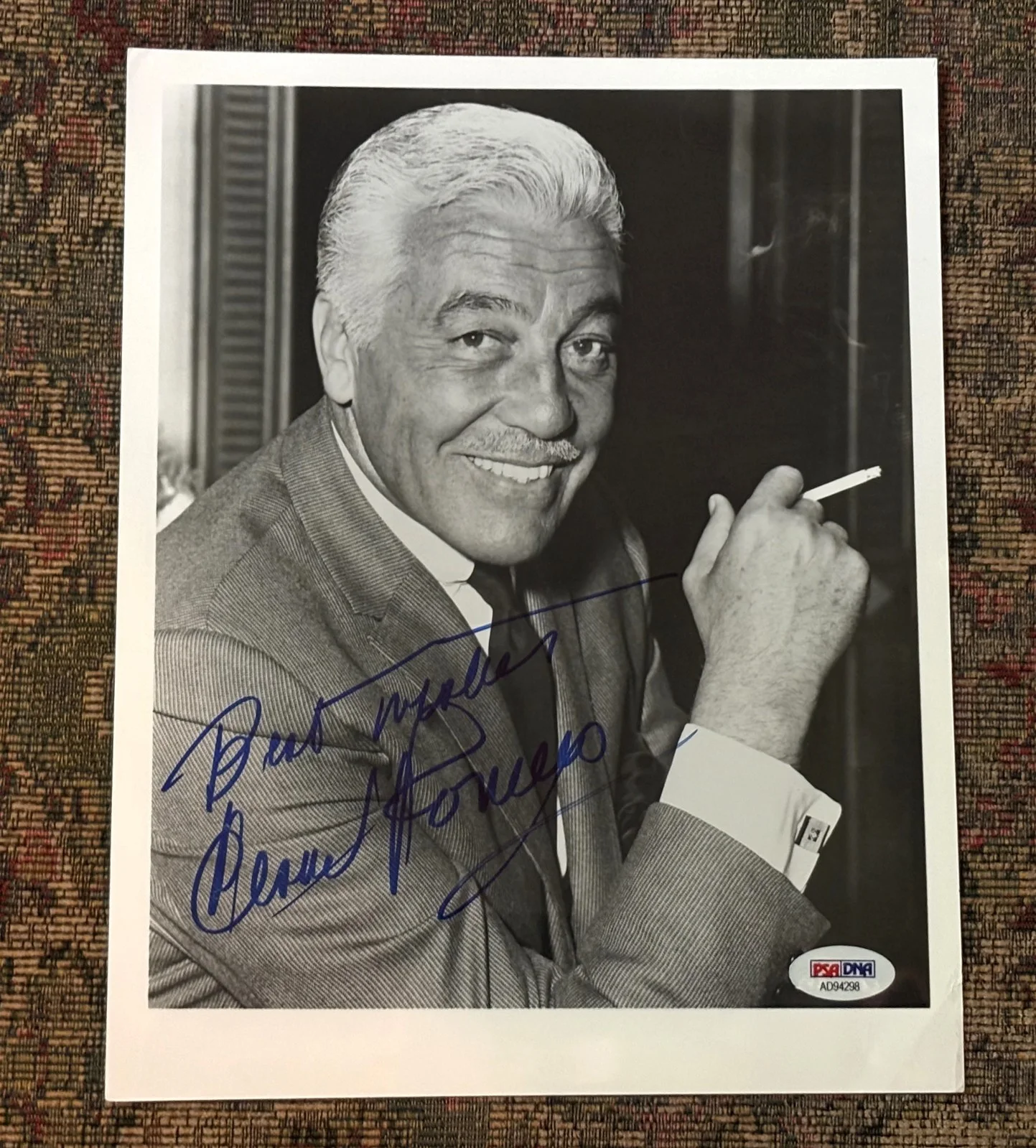 Cesar Romero — Cesar Romero 1966 Batman's TV Joker Framed, Signed & Ins. B+W 8X10 Photo PSA COA, image 4