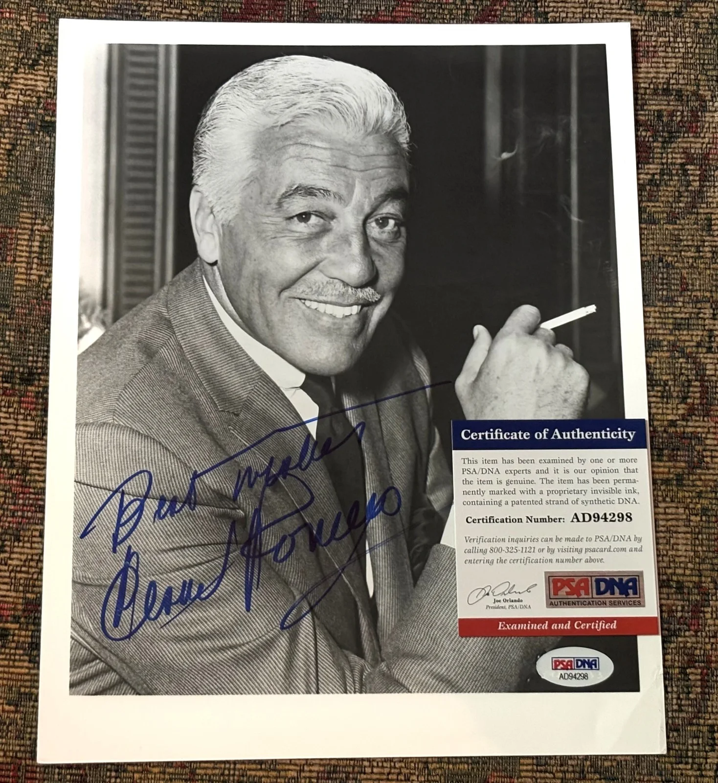 Cesar Romero — Cesar Romero 1966 Batman's TV Joker Framed, Signed & Ins. B+W 8X10 Photo PSA COA, image 5