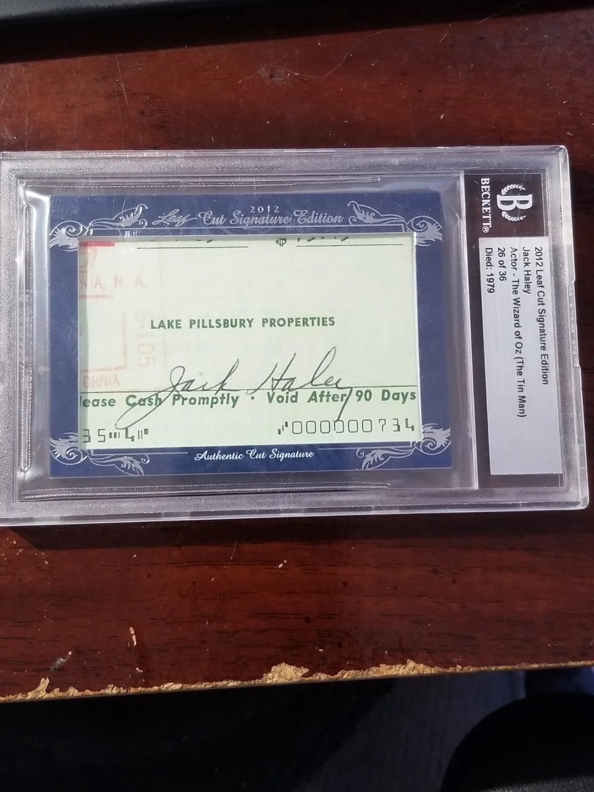 Jack Haley — 2012 Leaf Cut Signature Jack Haley 26/36 Tin Man Wizard of Oz