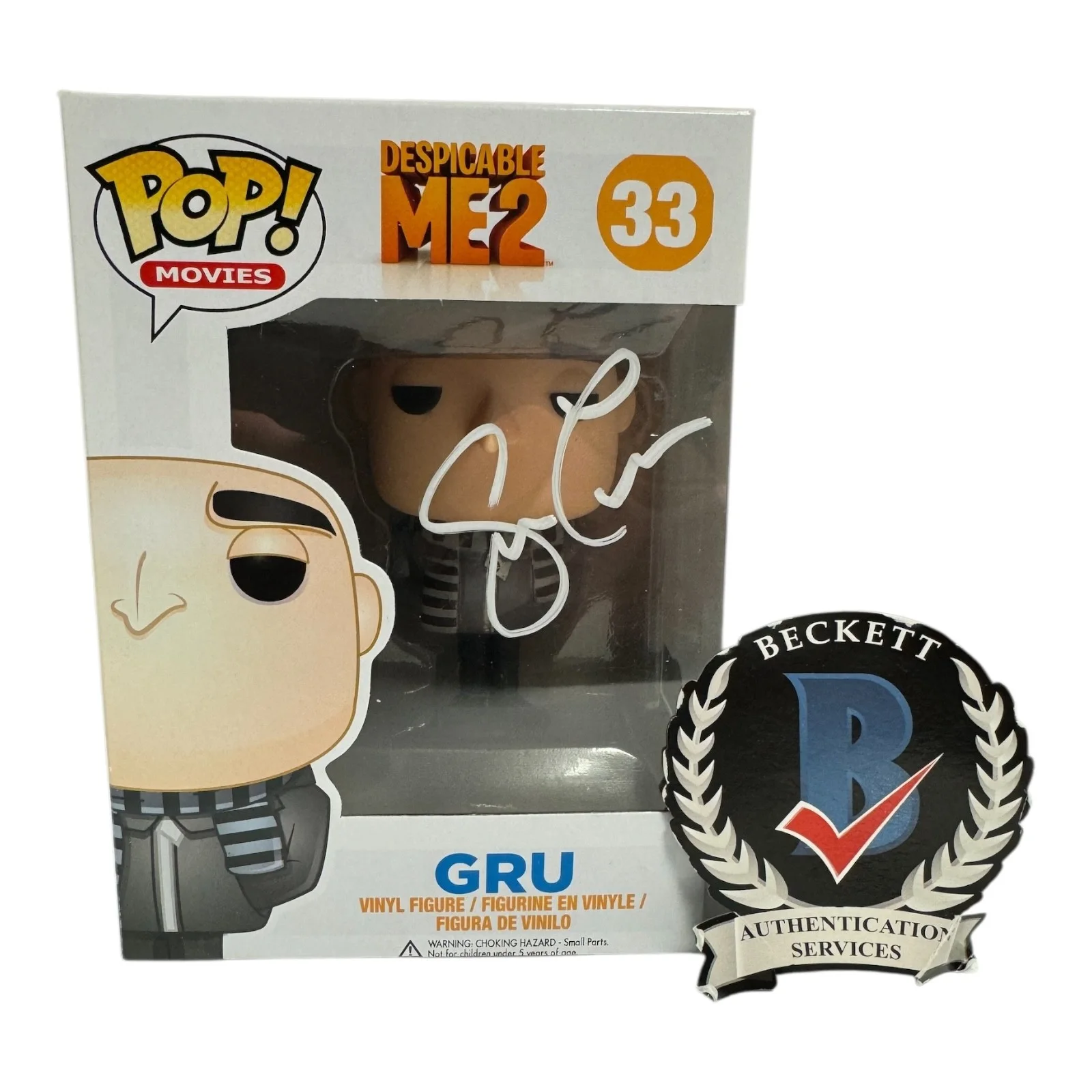 STEVE CARELL — Steve Carell Signed Autograph Despicable Me 2 Funko Pop 33 Beckett BAS Gru