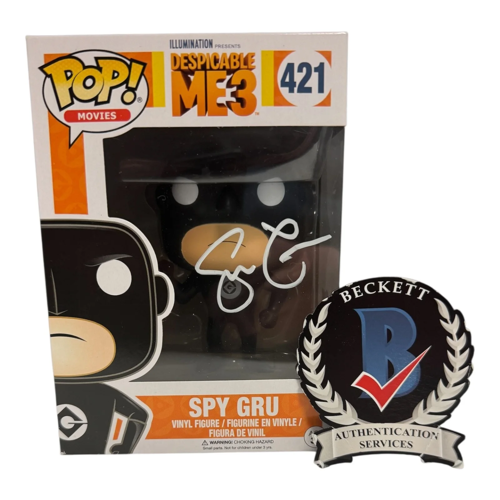 STEVE CARELL — Steve Carell Signed Autograph Despicable Me 3 Funko Pop 421 Beckett BAS Spy Gru