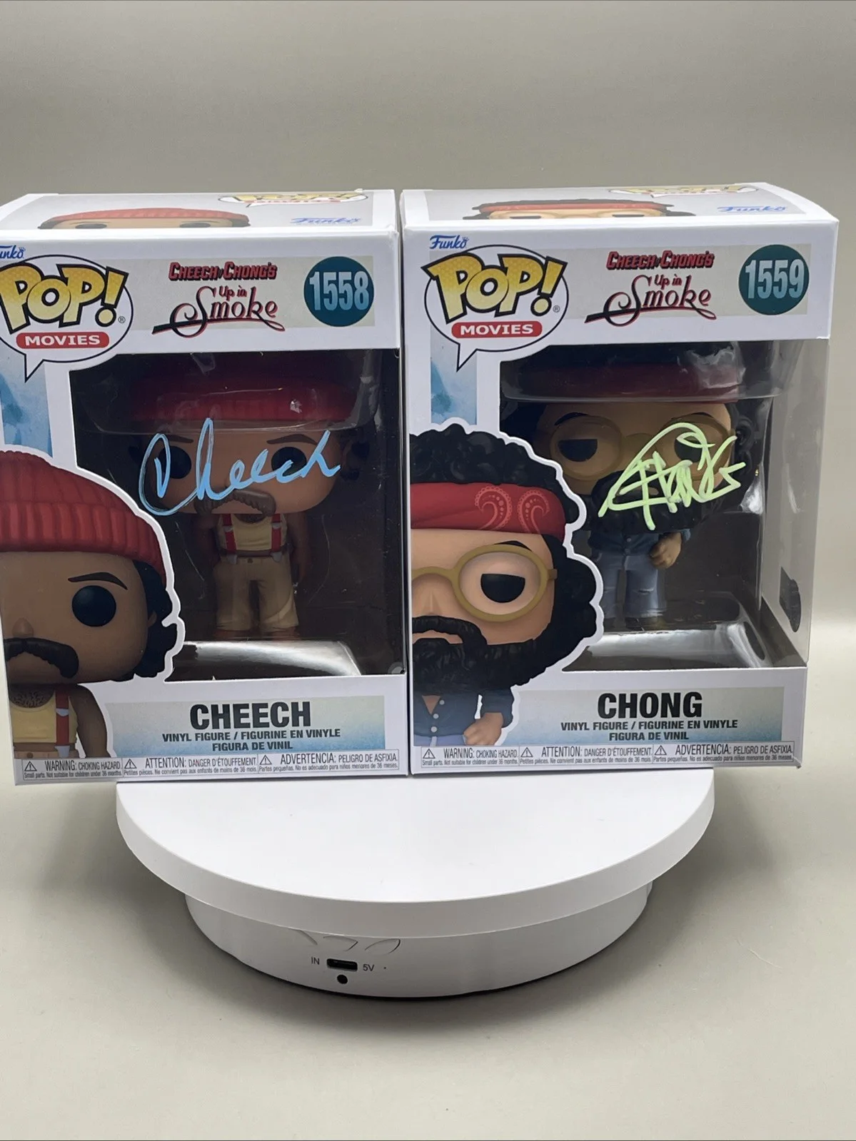 Cheech and Chong — Funko Pop! Cheech & Chong Signed Set Up In Smoke #1558 #1559 Beckett Authentic