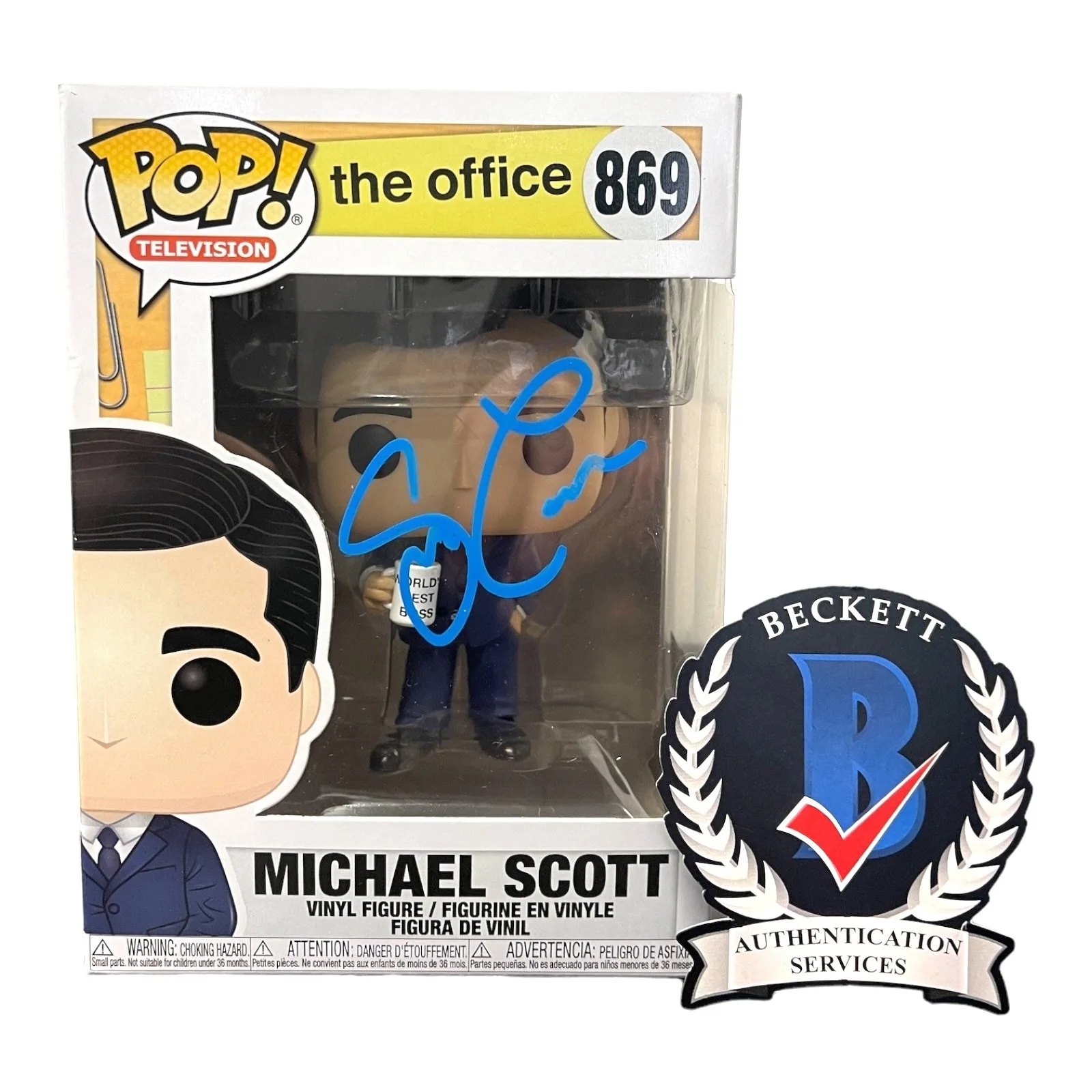 STEVE CARELL — Steve Carell Signed Autograph The Office Funko Pop 869 Beckett BAS Michael Scott