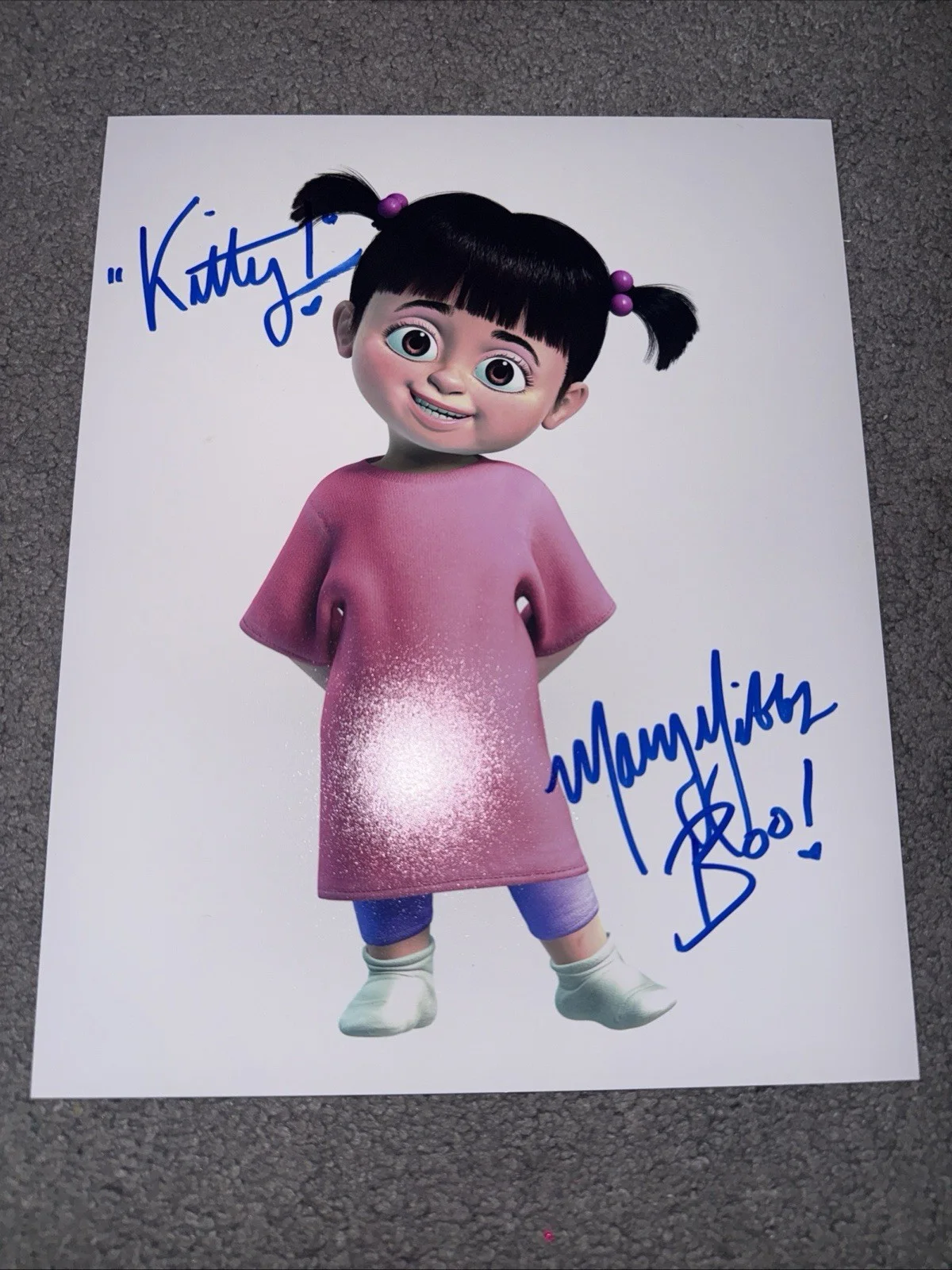 MARY GIBBS Signed Boo MONSTERS INC 8x10 Photo Disney Autograph Quote Kitty, изображение 2