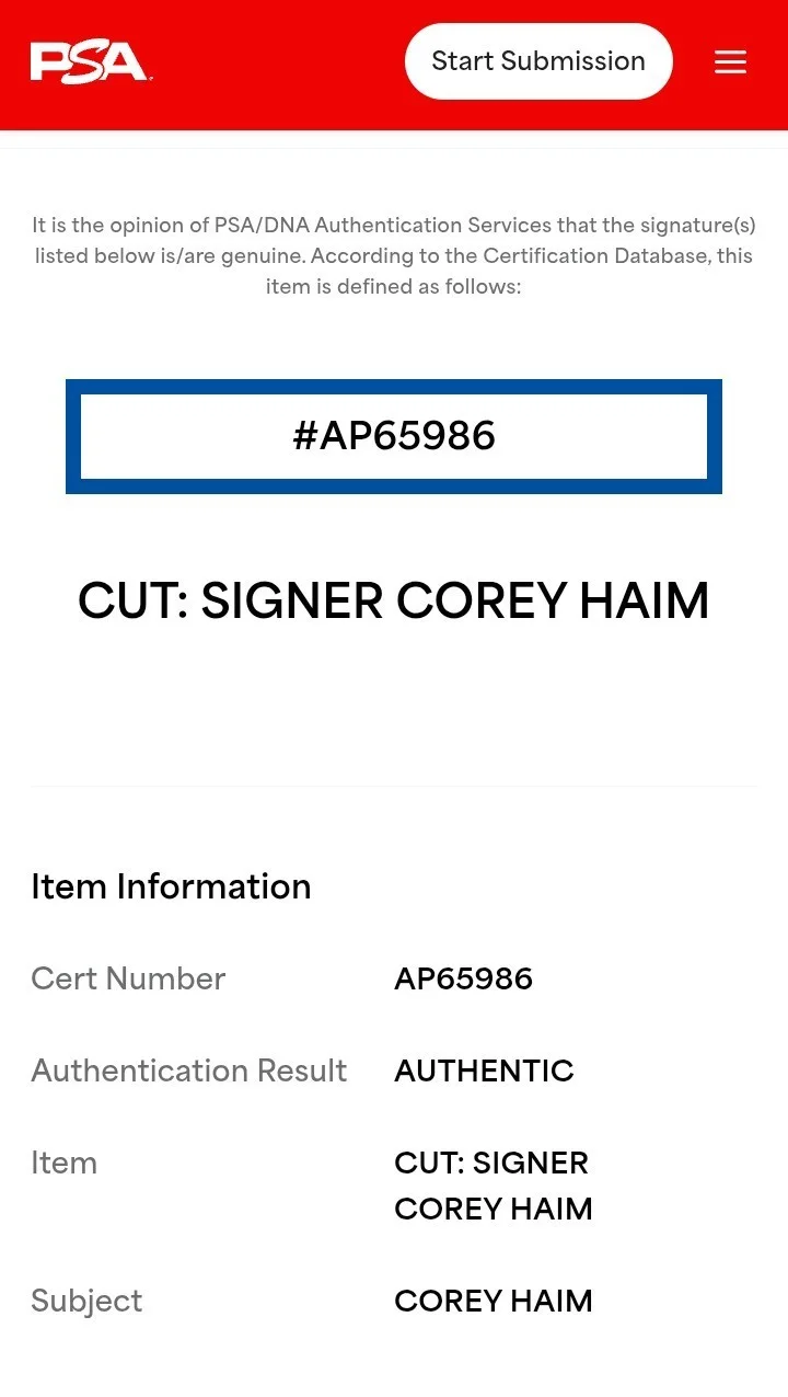 Corey Haim Corey Feldman — Corey Haim Corey Feldman Autographed 3x5 Cuts PSA/DNA Authenticated, image 4