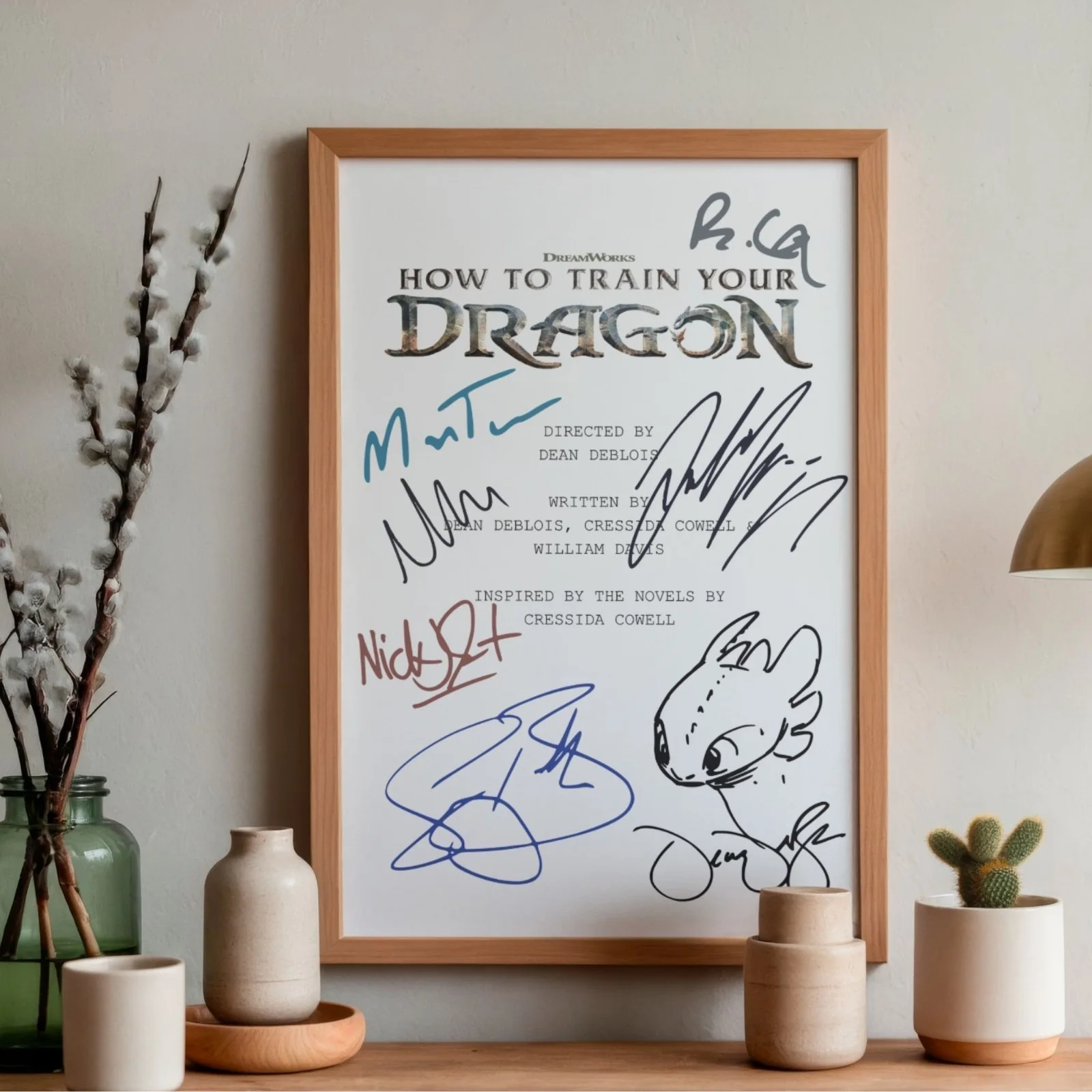 How To Train Your Dragon Inspired Poster A4 Pre-Printed Autograph Script Style, image 2