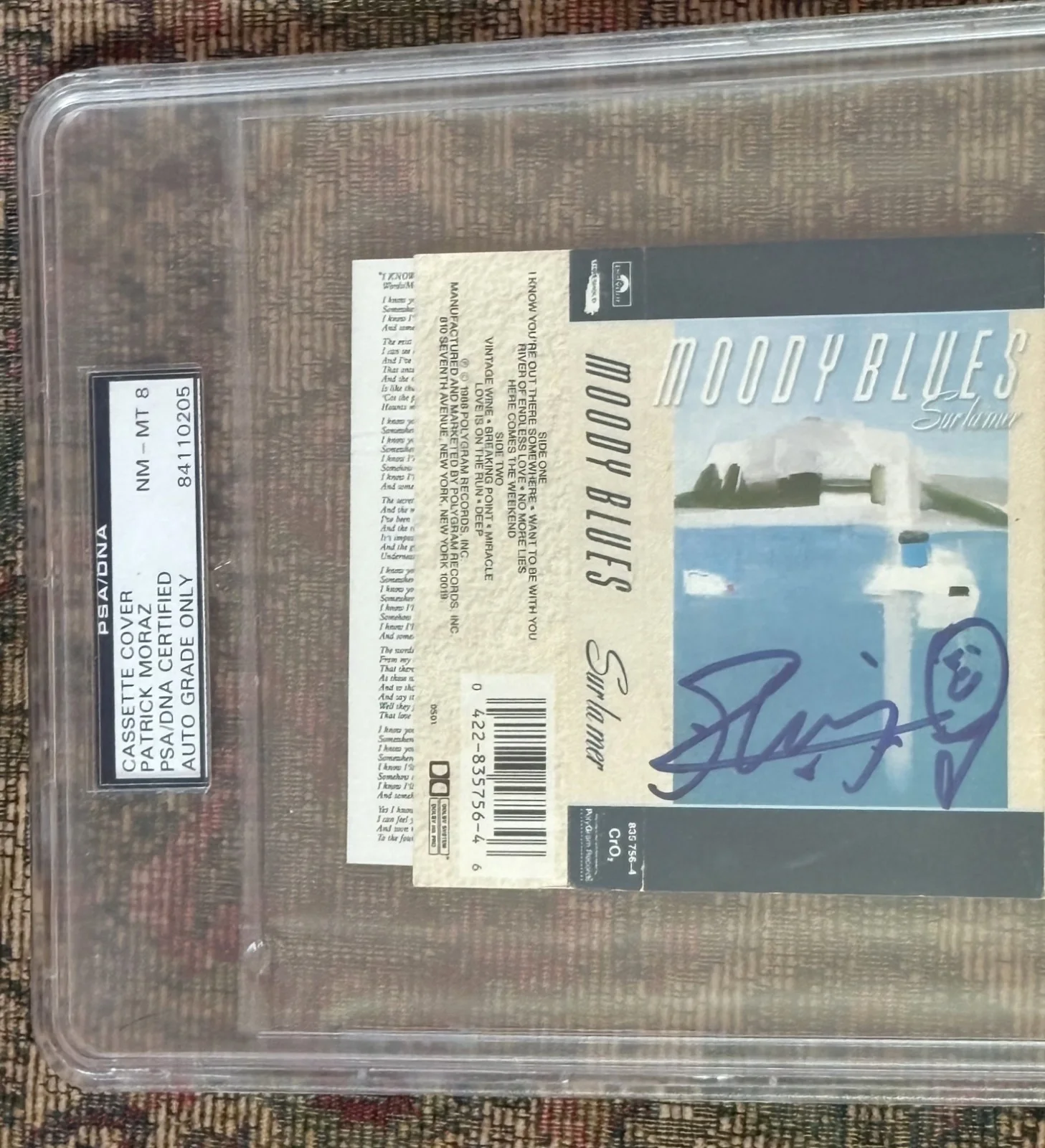 Patrick Moraz Moody Blues Signed w/ Sketch Cassette PSA Certified & Graded 8, изображение 4