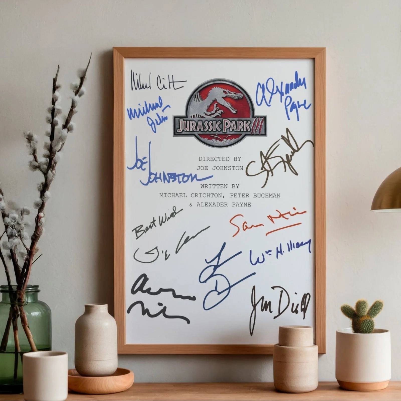 Jurassic Park 3 Inspired Poster A4 Pre-Printed Autograph Script Style Wall Art, image 2