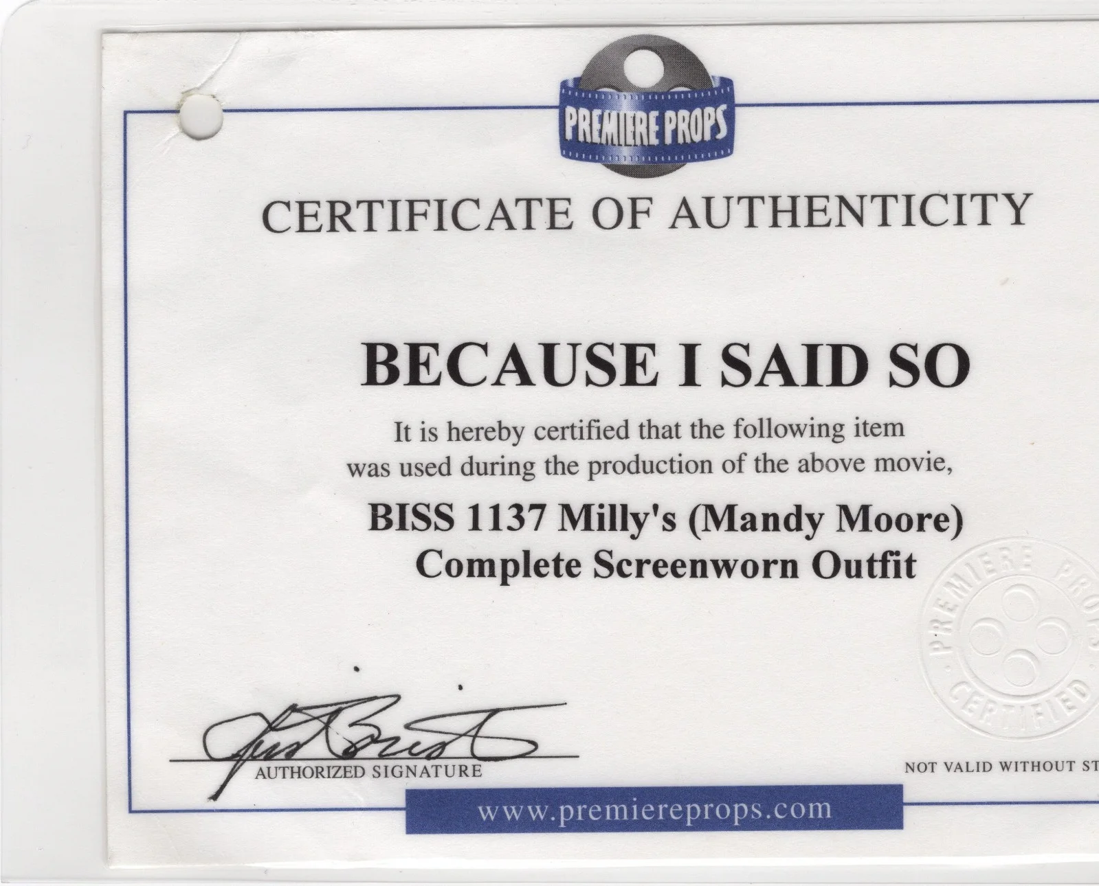 Because I Said So Film Costume Pieces Mandy Moore Production Used 2007 COA, изображение 5
