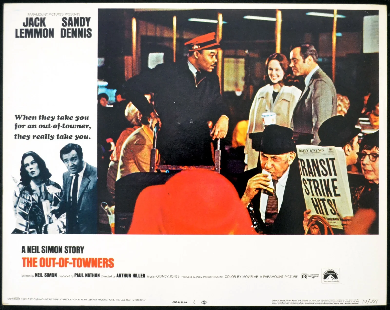 OUT-OF-TOWNERS 1970 Jack Lemmon, Sandy Dennis 6 LOBBY CARDS, изображение 2