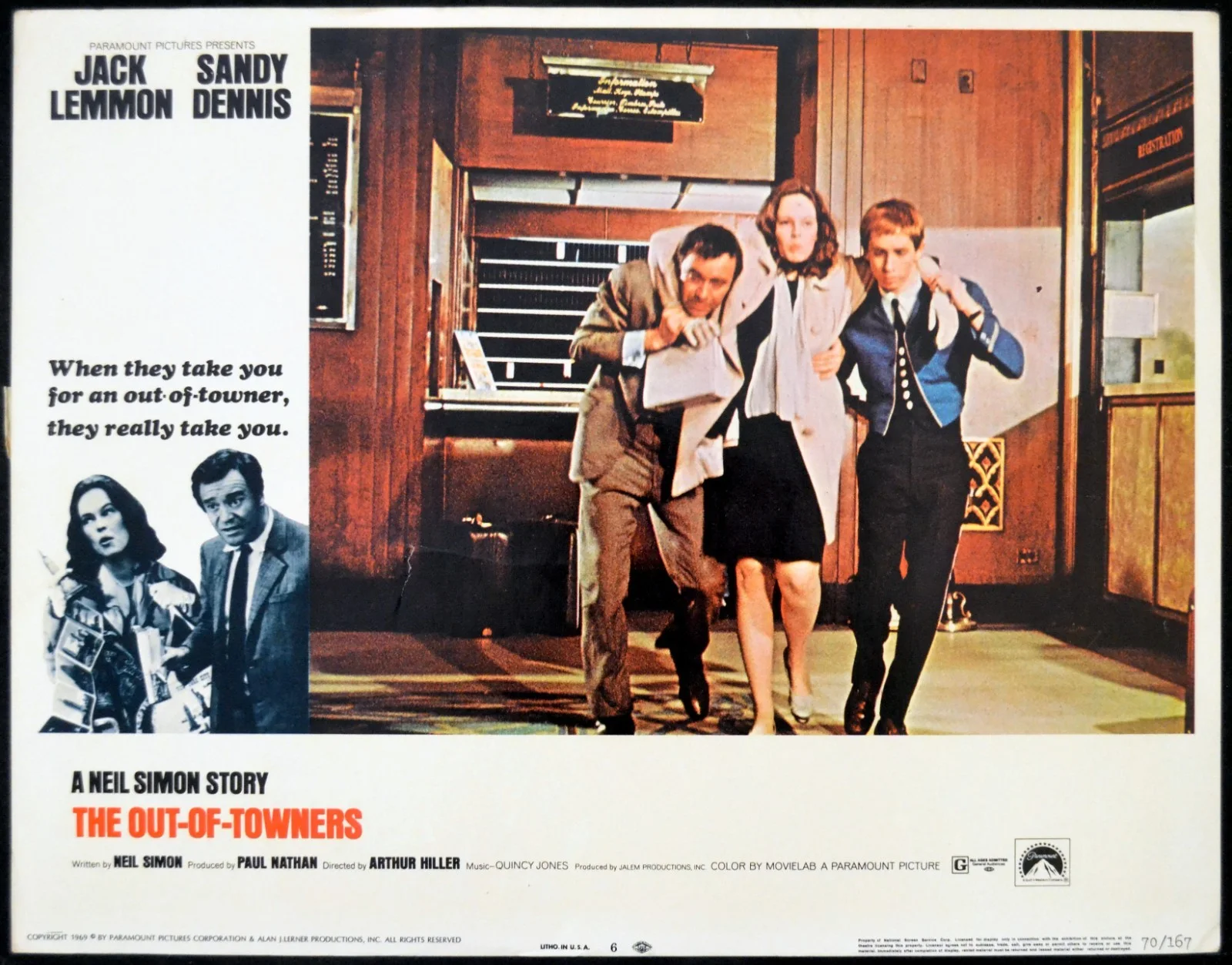 OUT-OF-TOWNERS 1970 Jack Lemmon, Sandy Dennis 6 LOBBY CARDS, изображение 5