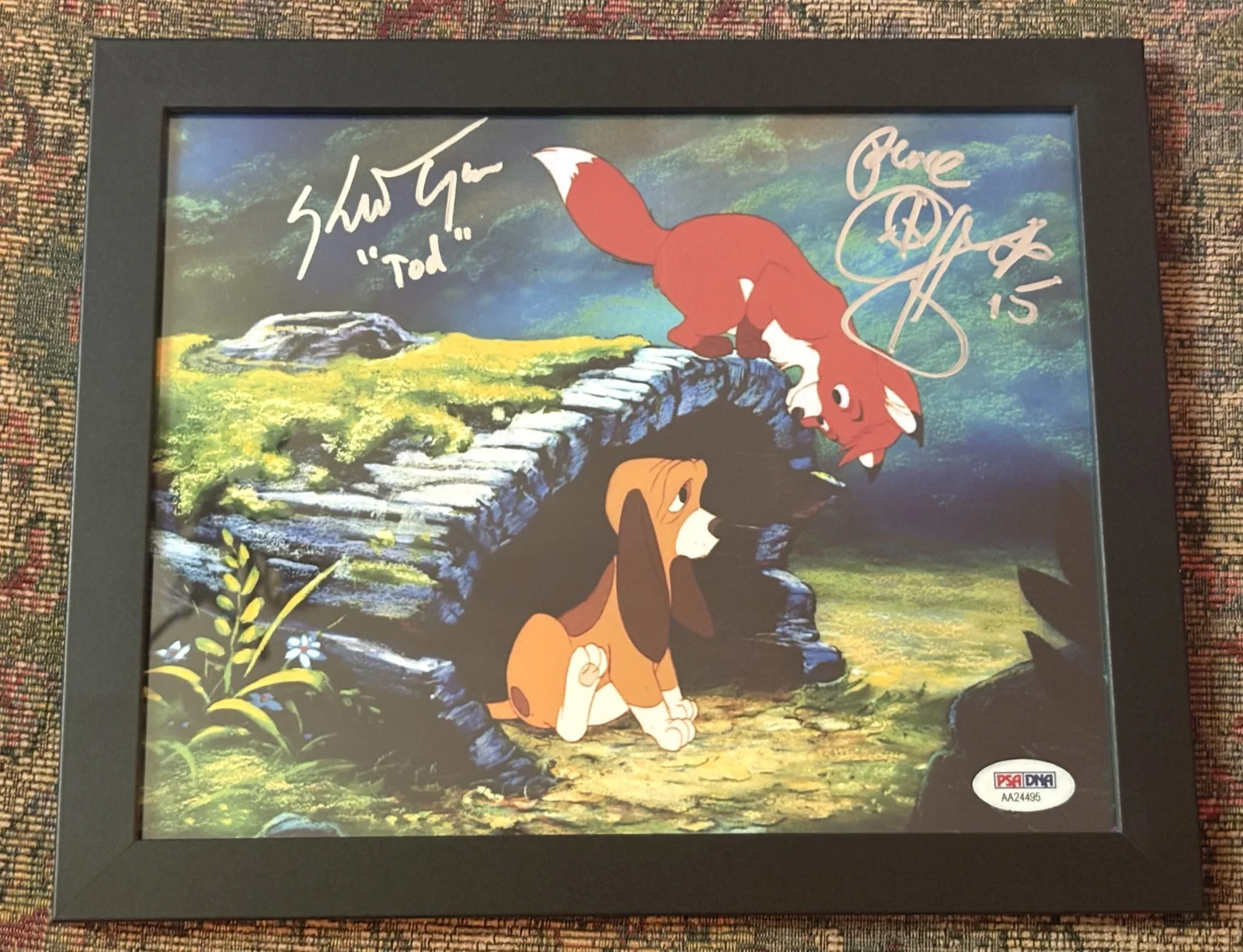 Keith Coogan, Corey Feldman — Fox & The Hound Cast Keith Coogan Corey Feldman Tod Copper Signed Photo PSA COA, изображение 3