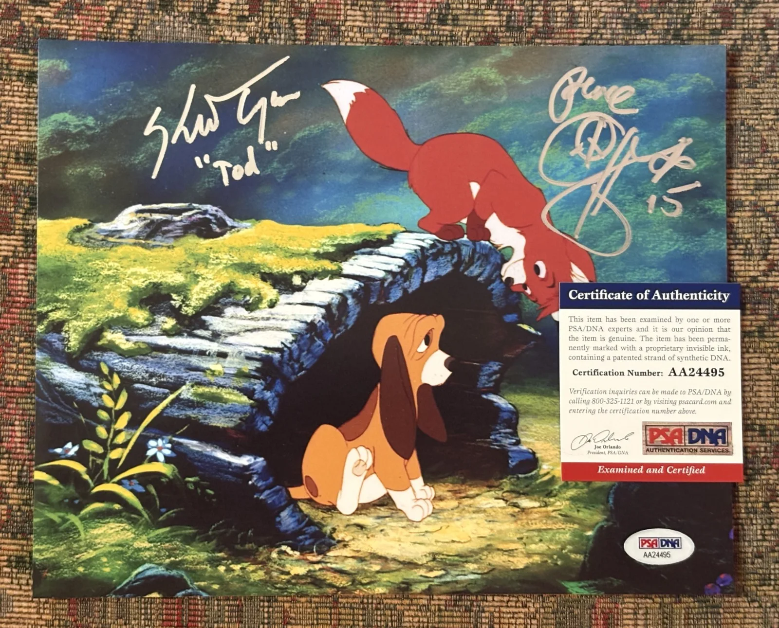 Keith Coogan, Corey Feldman — Fox & The Hound Cast Keith Coogan Corey Feldman Tod Copper Signed Photo PSA COA, изображение 4