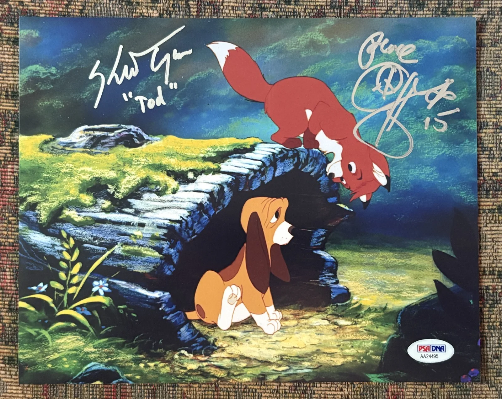 Keith Coogan, Corey Feldman — Fox & The Hound Cast Keith Coogan Corey Feldman Tod Copper Signed Photo PSA COA, изображение 5
