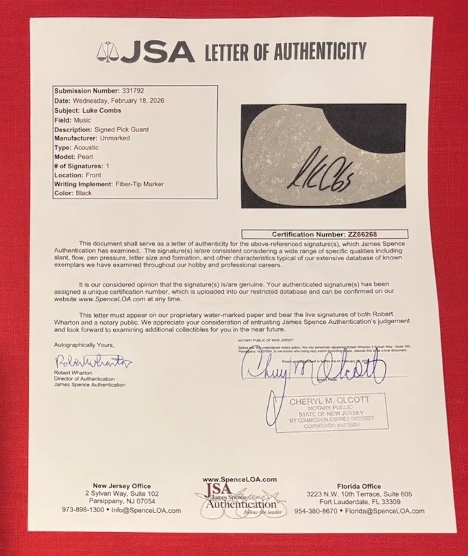 Luke Combs Country Acoustic Guitar Pick Guard Signed Autographed JSA, image 2