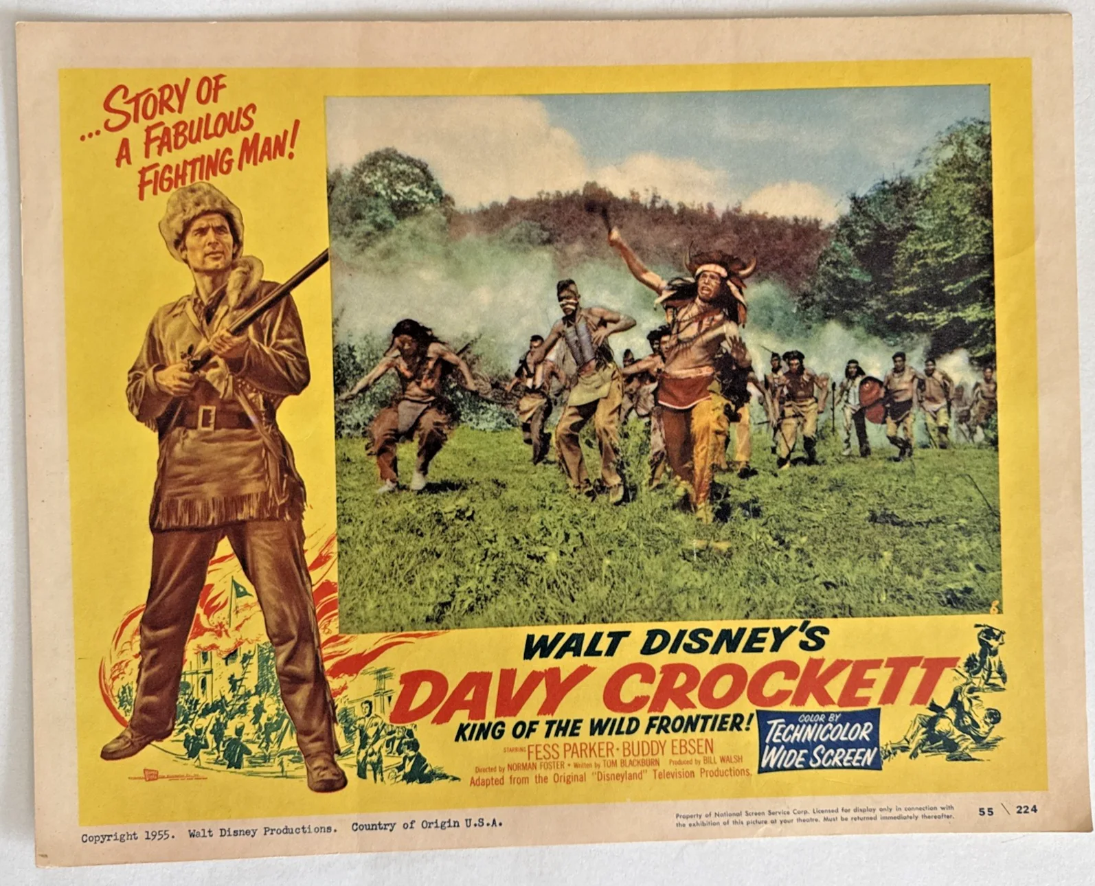 Davy Crockett King of the Wild Frontier - 1955 Original Lobby Card Set - 14"x11", изображение 5