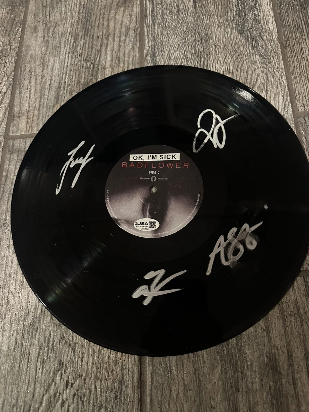 BADFLOWER SIGNED OK, I’M SICK VINYL RECORD JSA COA AUTOGRAPHED WHOLE BAND JOSH, изображение 3