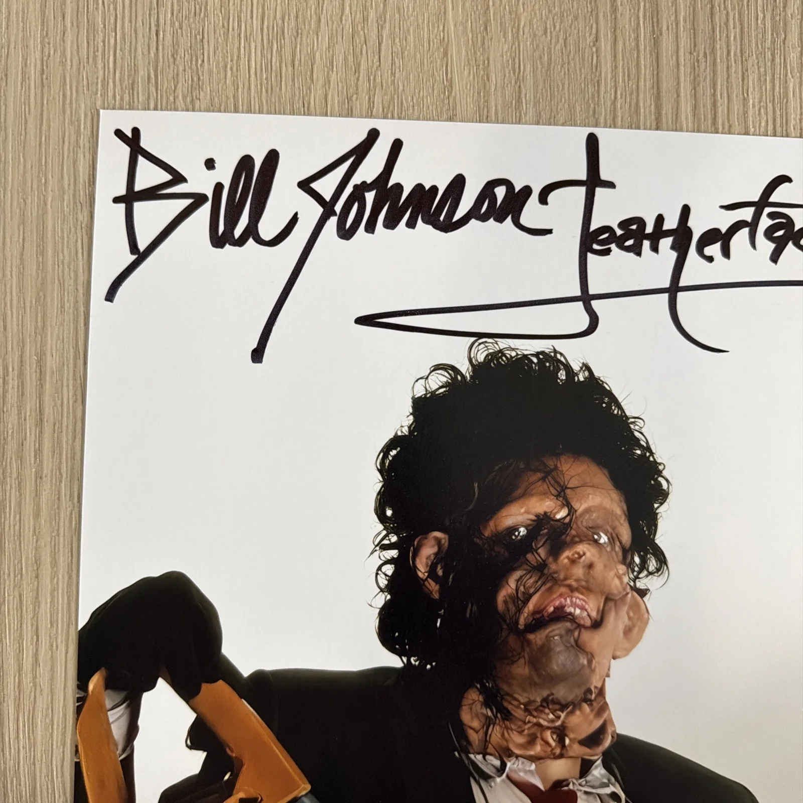 Bill Johnson signed Texas Chainsaw Massacre 2 8x10 Leatherface JSA authenticated, image 2