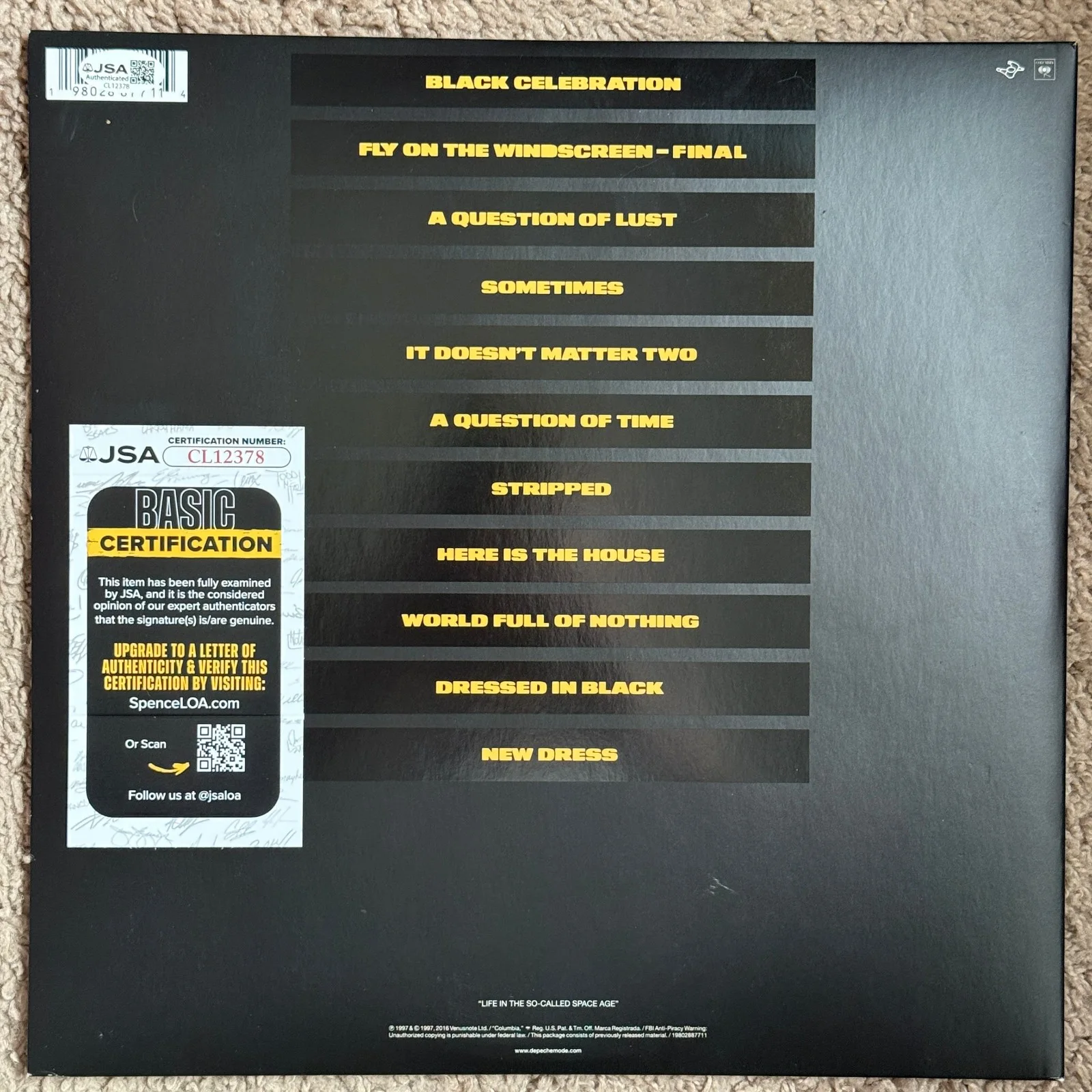 Depeche Mode Dave Gahan signed Vinyl Record Album JSA COA Rare Music Auto Z2559, изображение 5