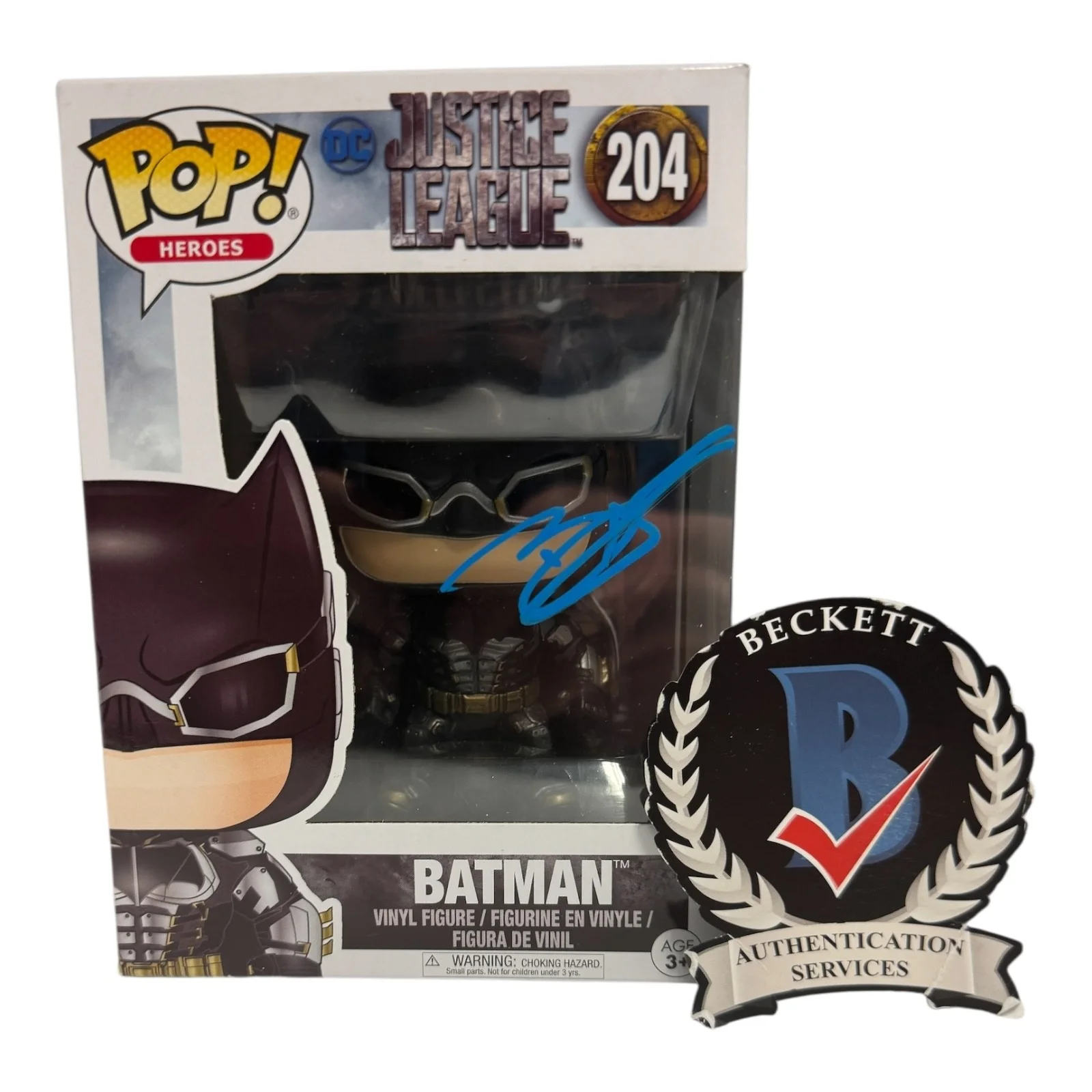 BEN AFFLECK — BEN AFFLECK SIGNED AUTOGRAPH FUNKO POP 204 JUSTICE LEAGUE BECKETT BAS BATMAN