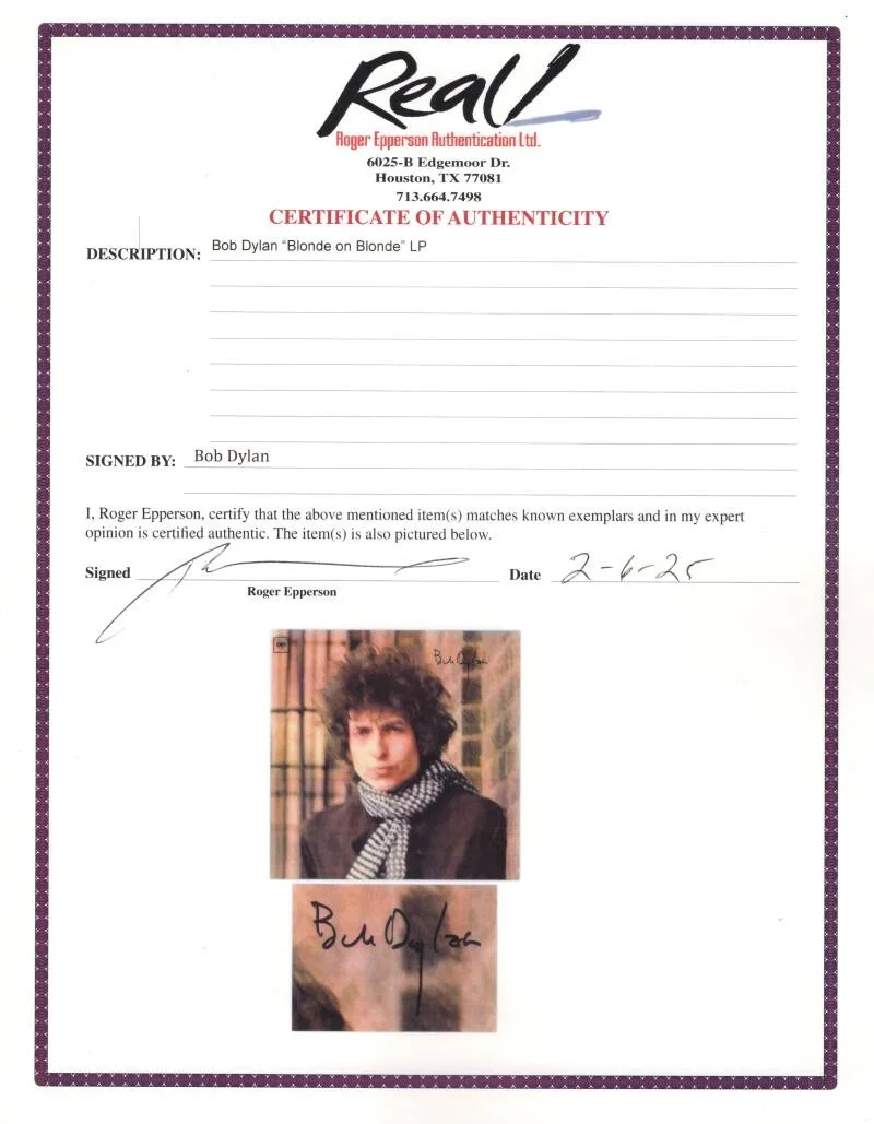 Bob Dylan — Bob Dylan Signed Autograph Album Record - Blonde on Blonde Jeff Rosen & JSA COA, изображение 5