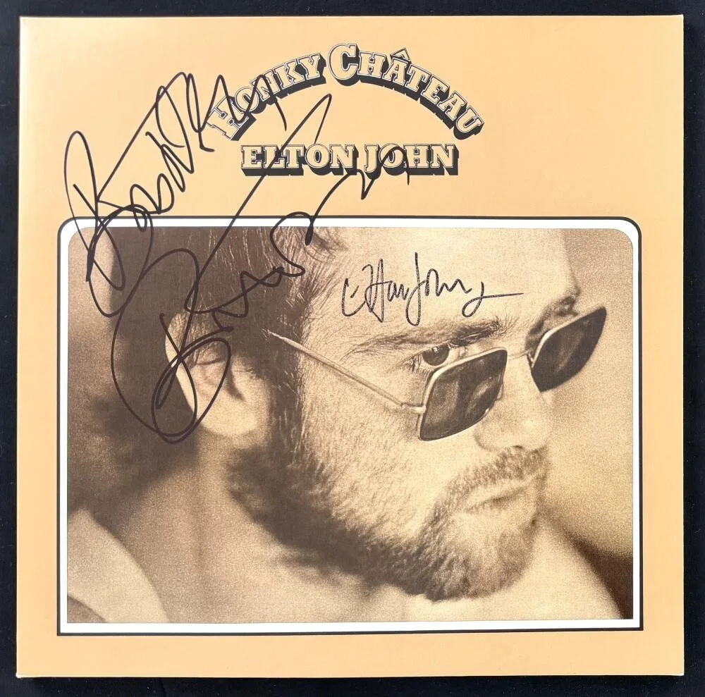 Elton John, Bernie Taupin — Elton John & Bernie Taupin Signed Autograph Honky Chateau Album Record JSA COA