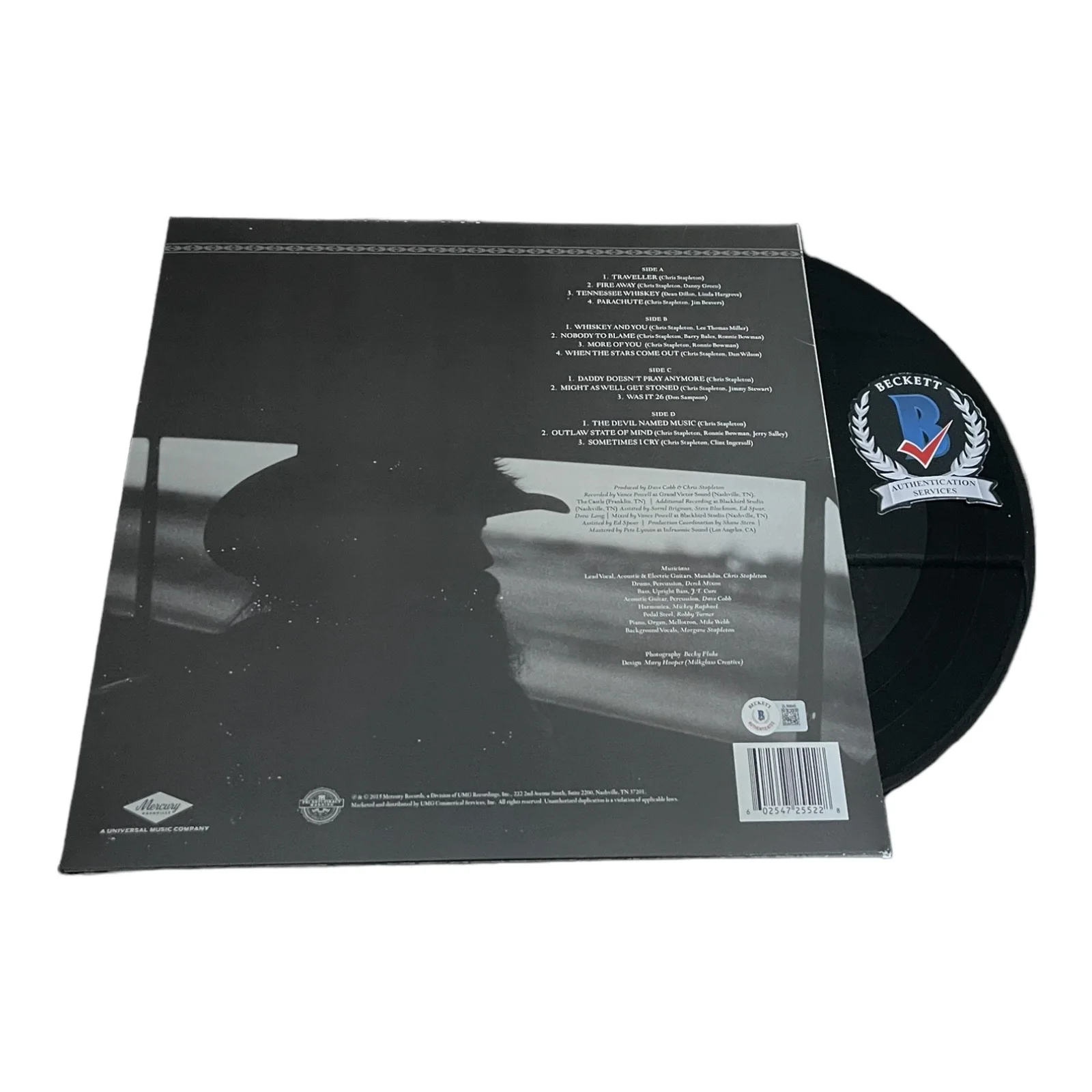 CHRIS STAPLETON SIGNED AUTOGRAPH TRAVELLER LP VINYL BECKETT BAS, image 2