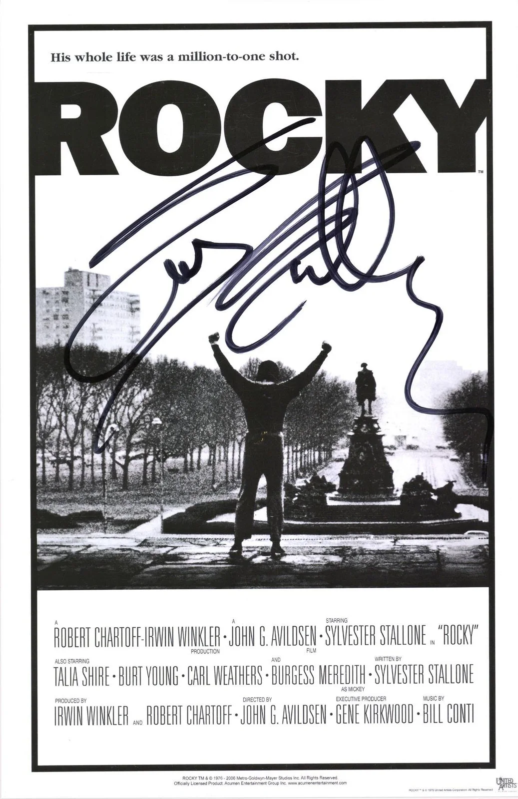 Sylvester Stallone — Sylvester Stallone Rocky Autographed 12" x 18" Movie Poster