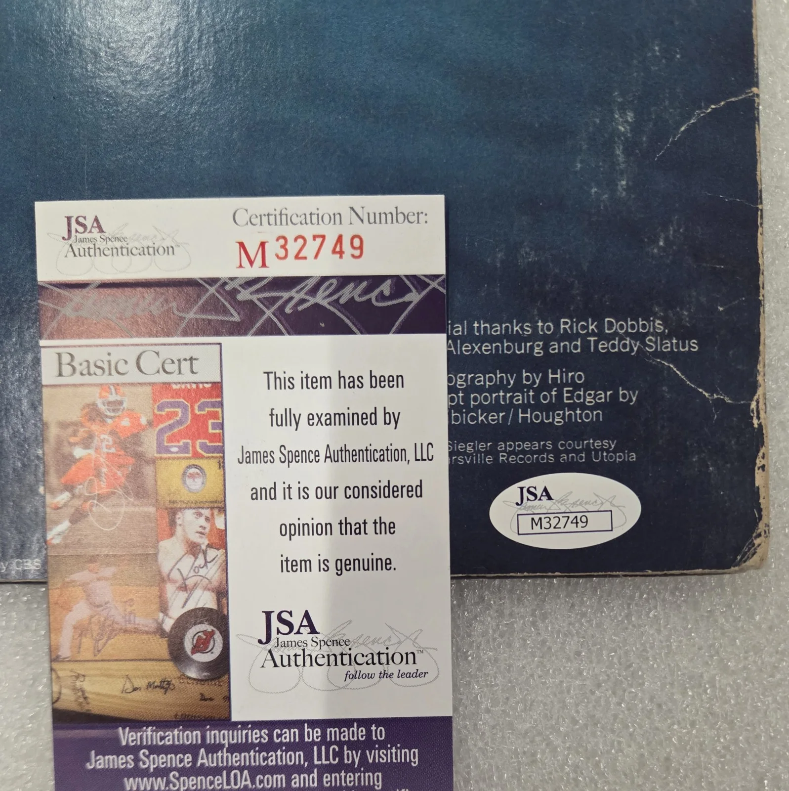 EDGAR WINTER GROUP SIGNED RECORD JSA AUTHENTICATION CERTIFIED COA MUSIC ALBUM, image 4