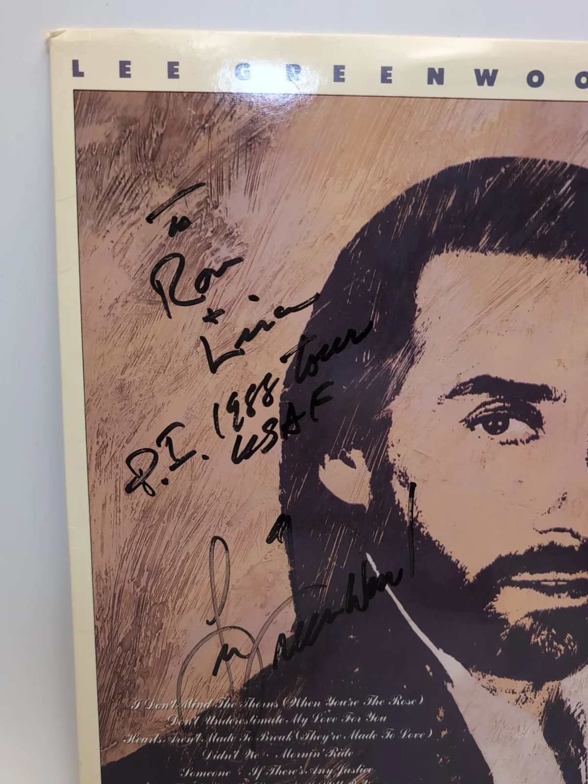 Lee Greenwood Signed Autographed Vinyl LP Greatest Hits Vol 2 1988 USAF Tour, изображение 2