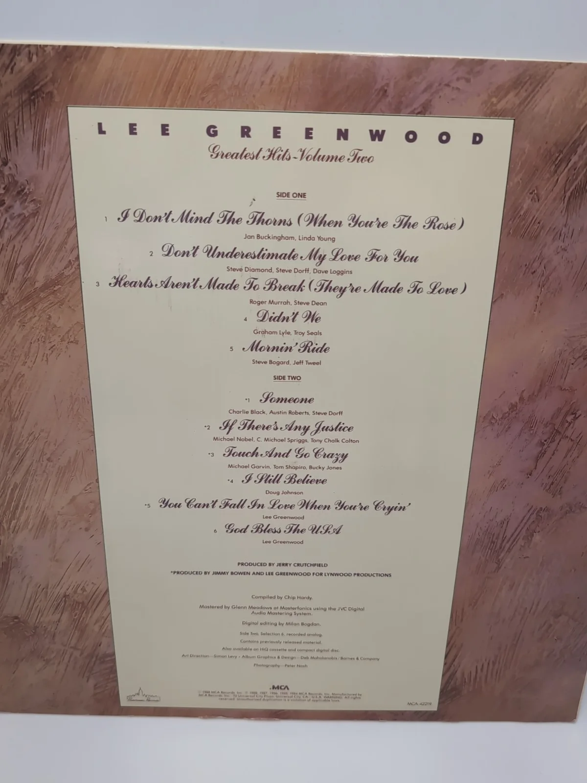 Lee Greenwood Signed Autographed Vinyl LP Greatest Hits Vol 2 1988 USAF Tour, изображение 5