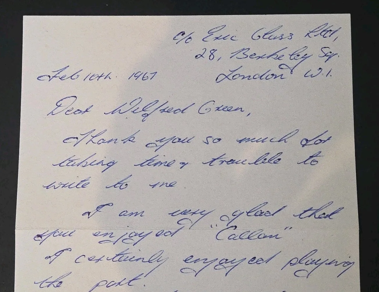 Edward Woodward — 1967 Edward Woodward Signed Handwritten Letter Callan TV Actor Autograph, изображение 5
