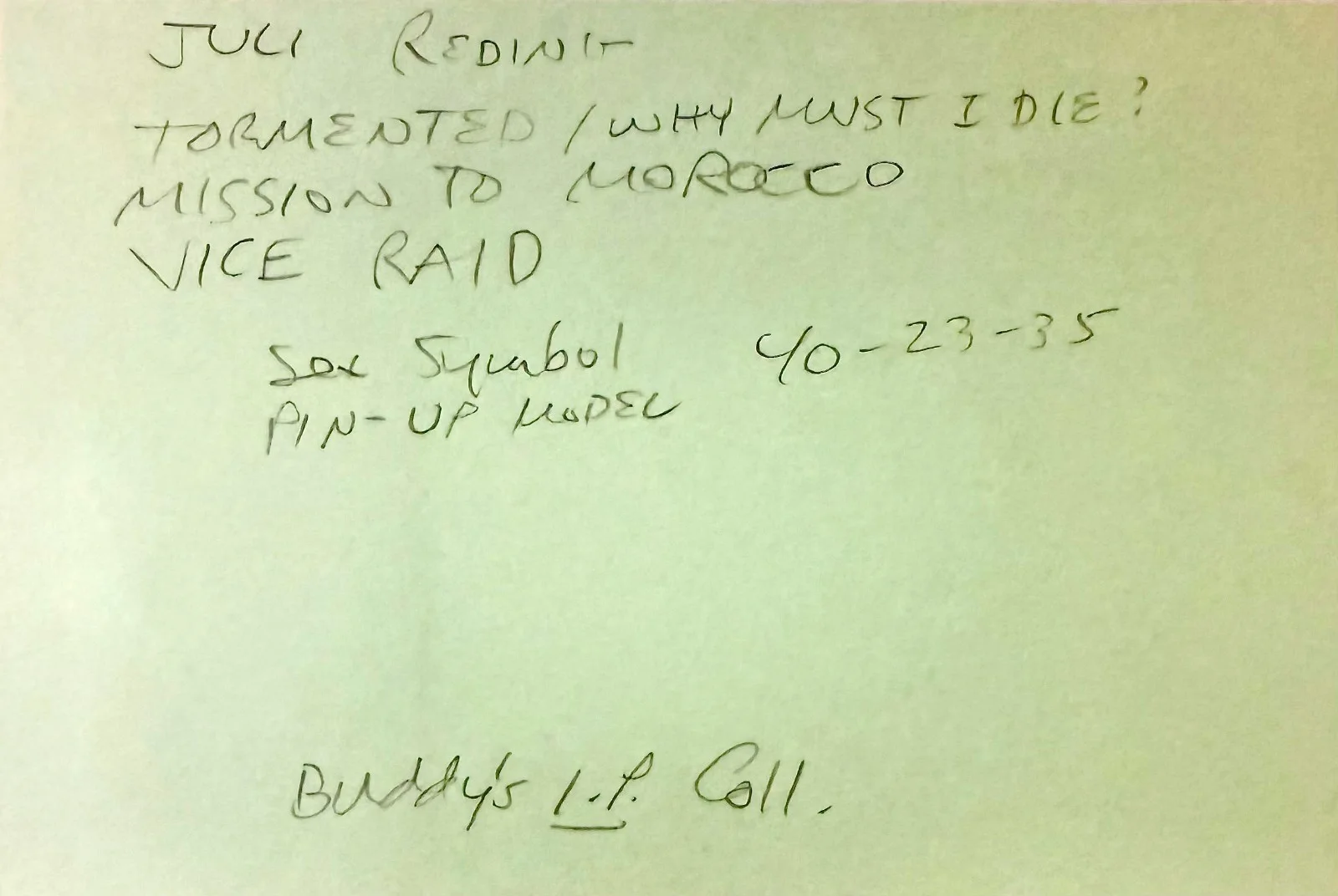 Juli Reding — JULI REDING Signed Autograph 4"x 6" INDEX CARD The Interns Tormented VICE RAIDS, image 2