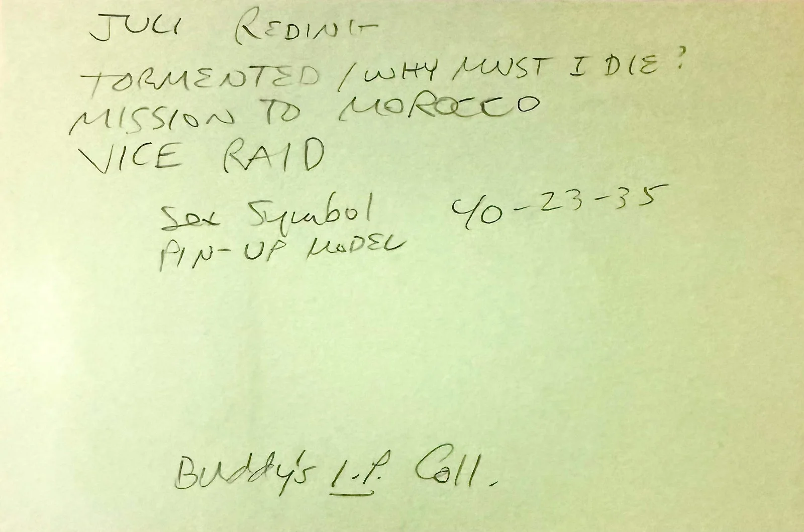 Juli Reding — JULI REDING Signed Autograph 4"x 6" INDEX CARD The Interns Tormented VICE RAIDS, image 4